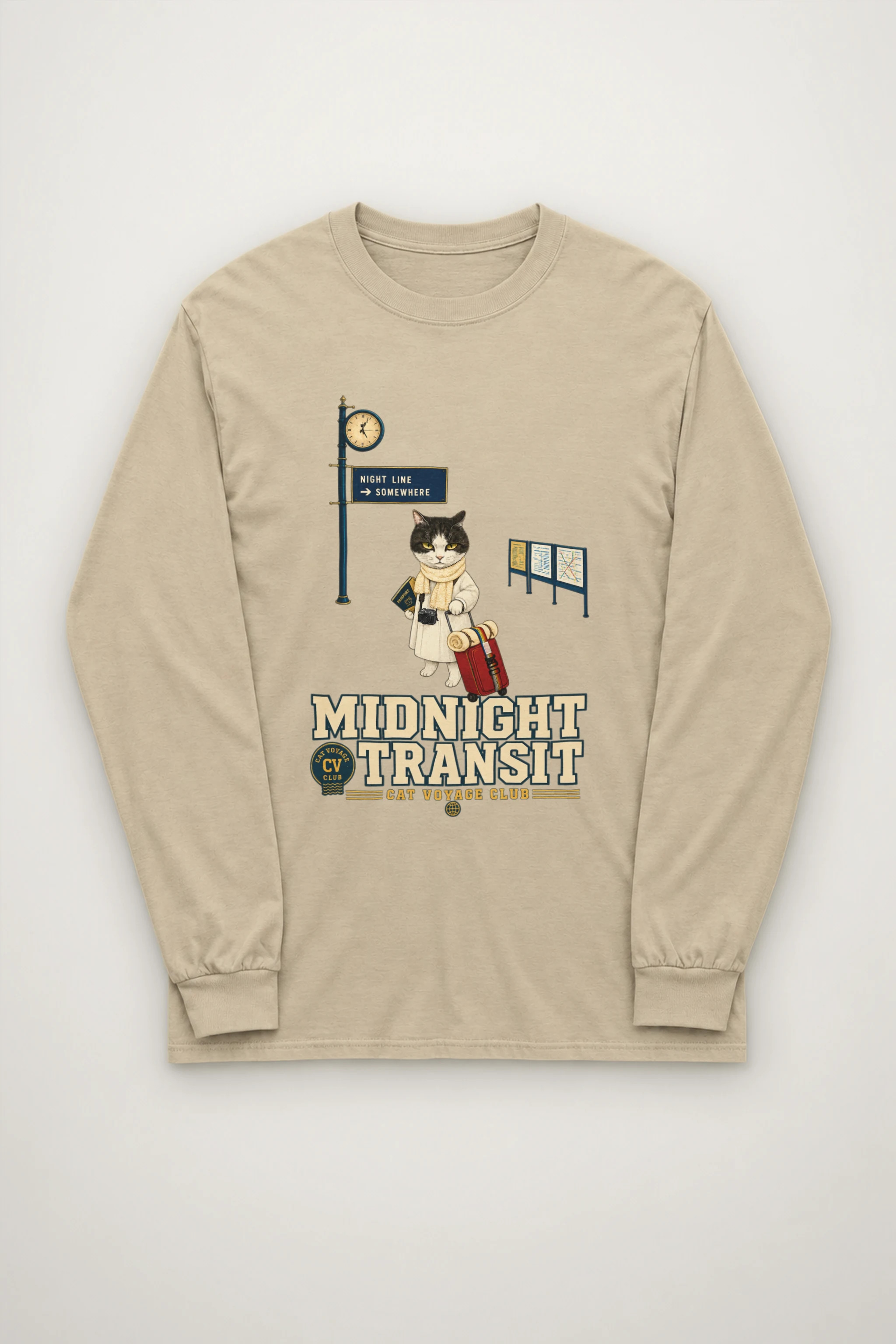 "Midnight Transit Cat" Unisex Longsleeve T-shirt
