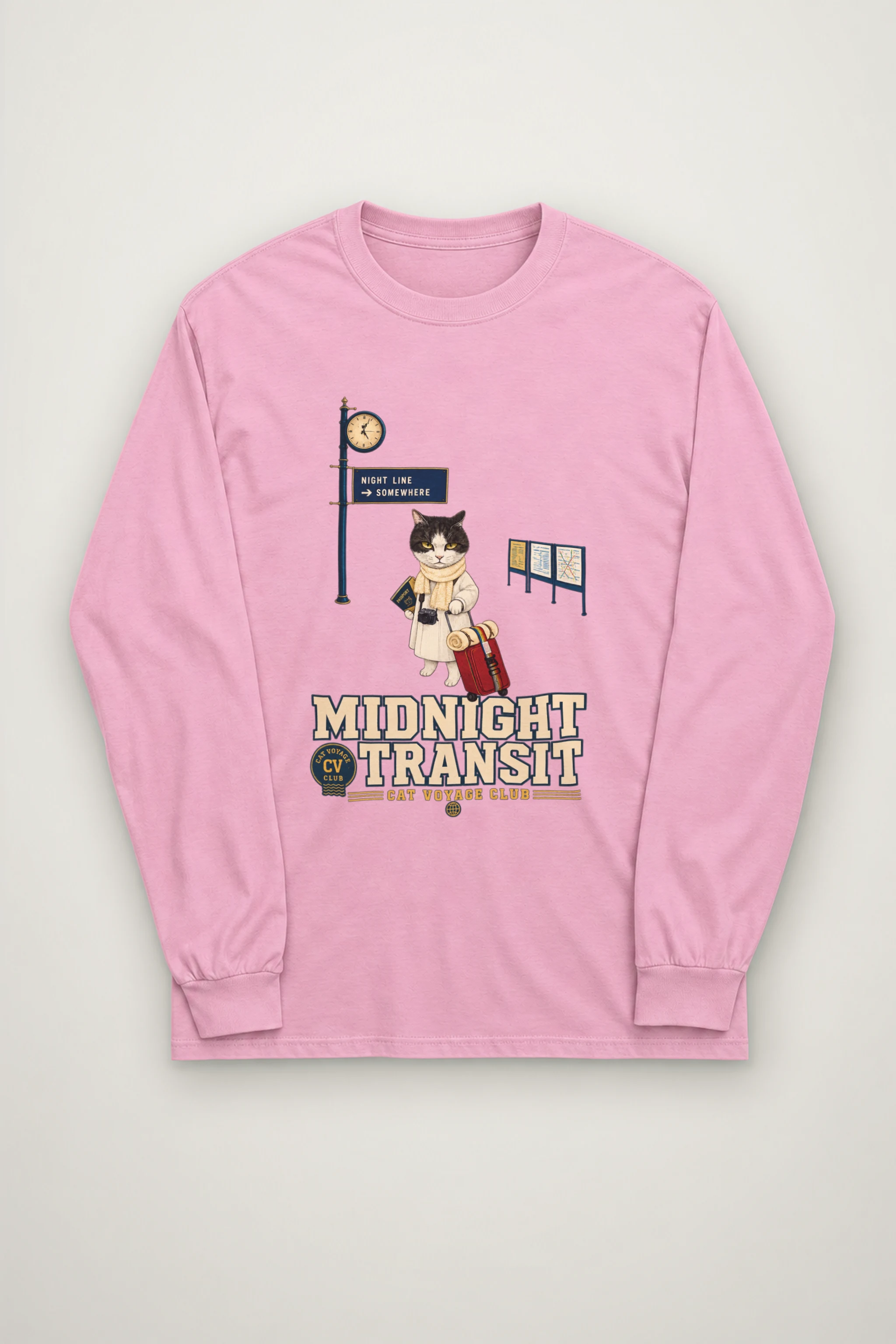 "Midnight Transit Cat" Unisex Longsleeve T-shirt