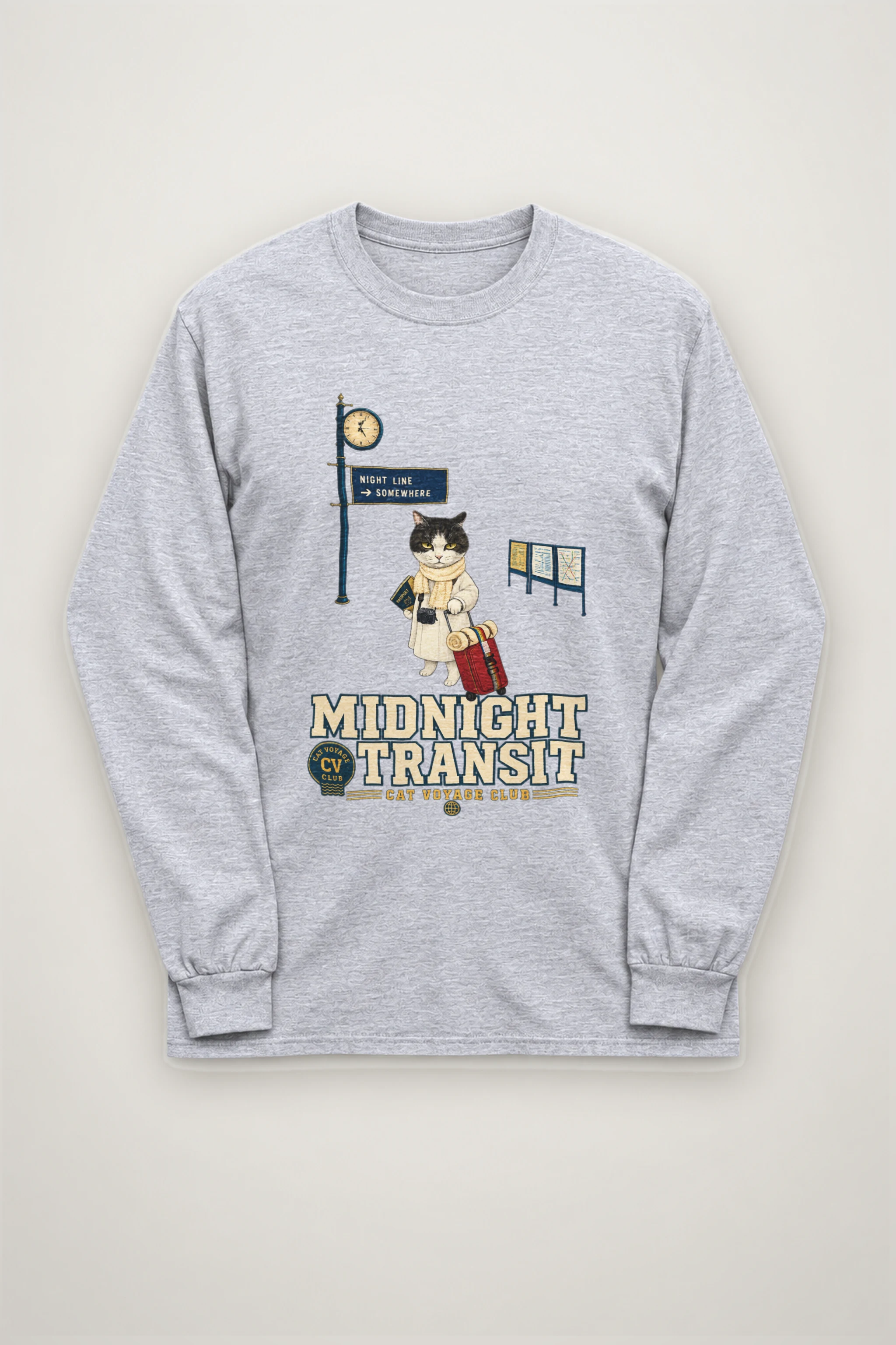 "Midnight Transit Cat" Unisex Longsleeve T-shirt