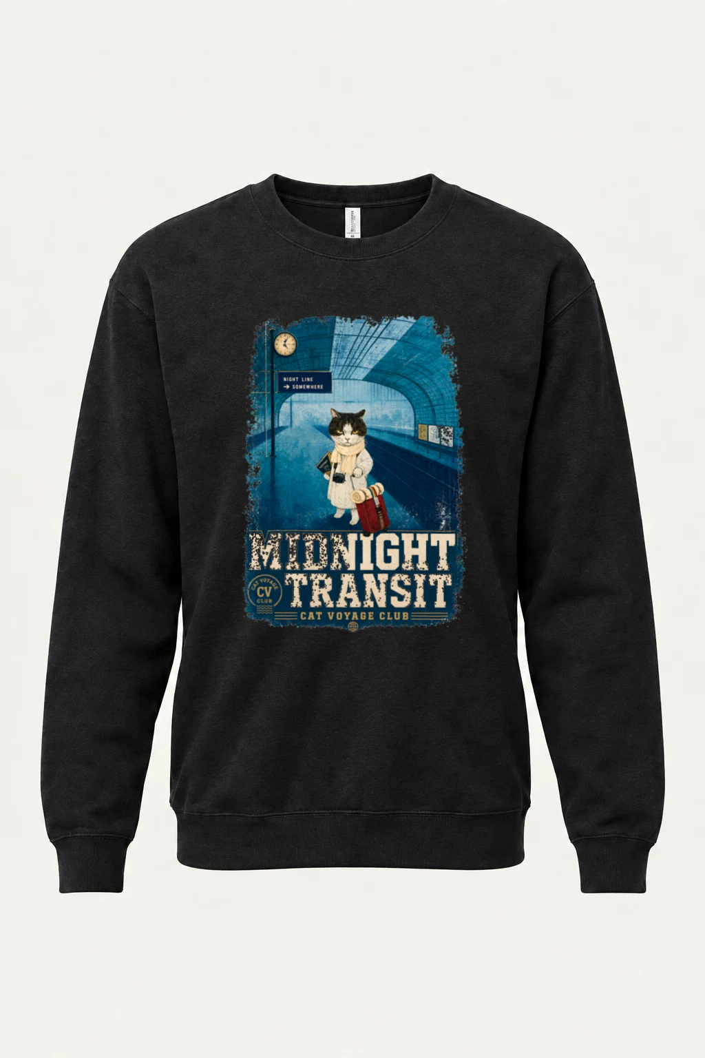 "Midnight Transit" Unisex Sponge Fleece Crewneck Sweatshirt | Bella + Canvas 3901