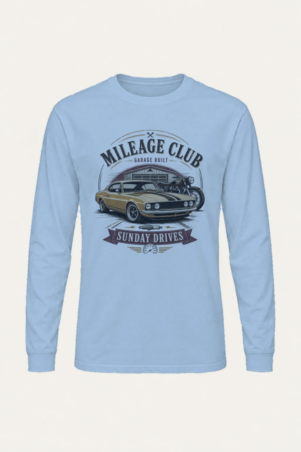 "Mileage Club Garage" Unisex Longsleeve T-shirt | Gildan 2400