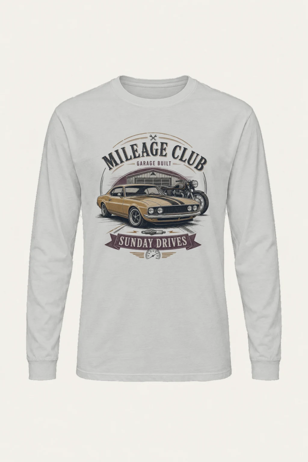"Mileage Club Garage" Unisex Longsleeve T-shirt | Gildan 2400