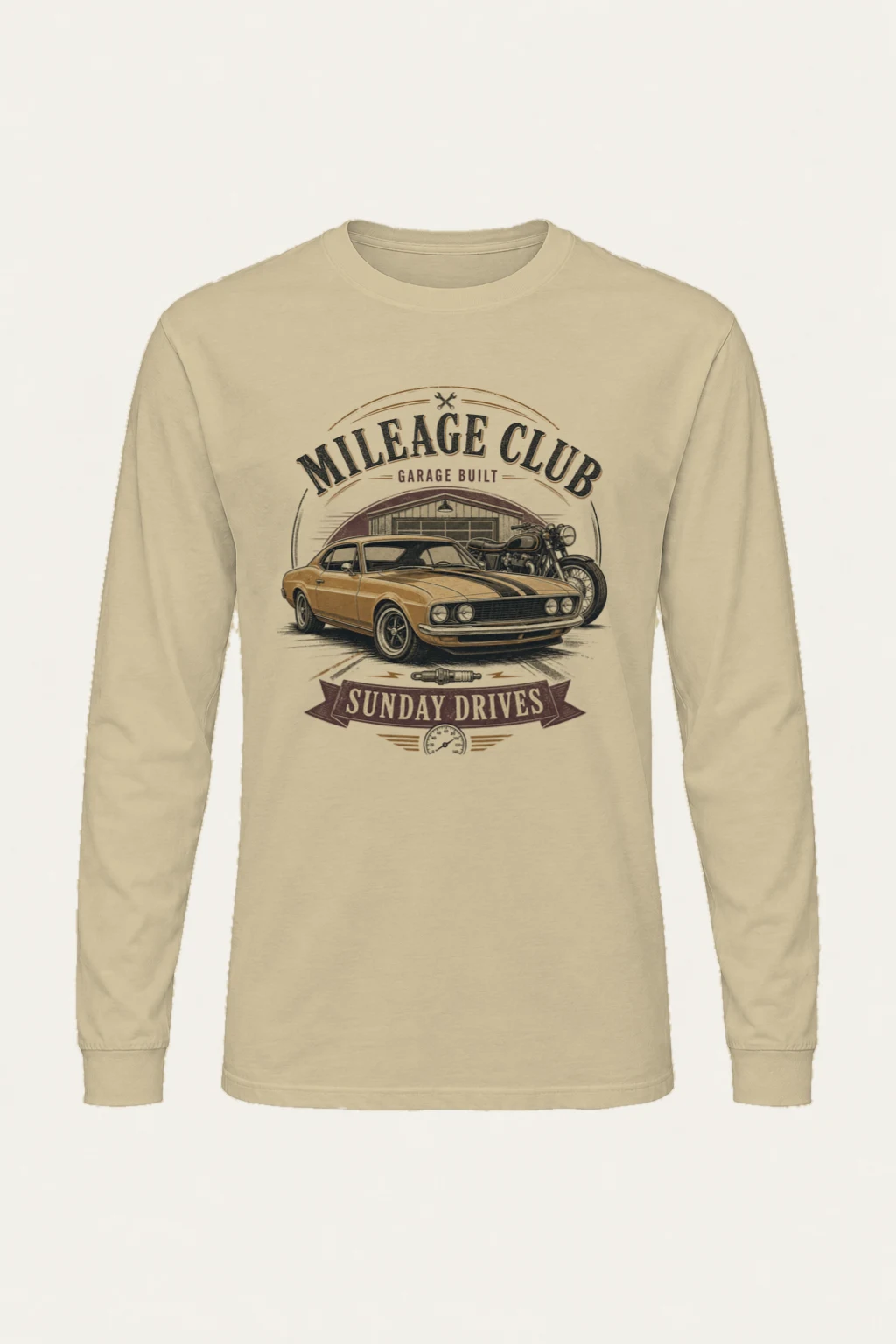 "Mileage Club Garage" Unisex Longsleeve T-shirt | Gildan 2400