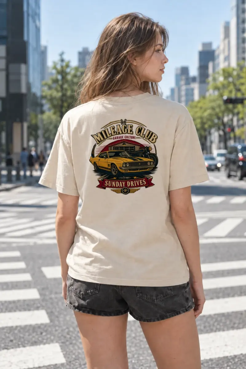 "Mileage Club" Heavyweight Unisex Crewneck T-shirt | Gildan 5000