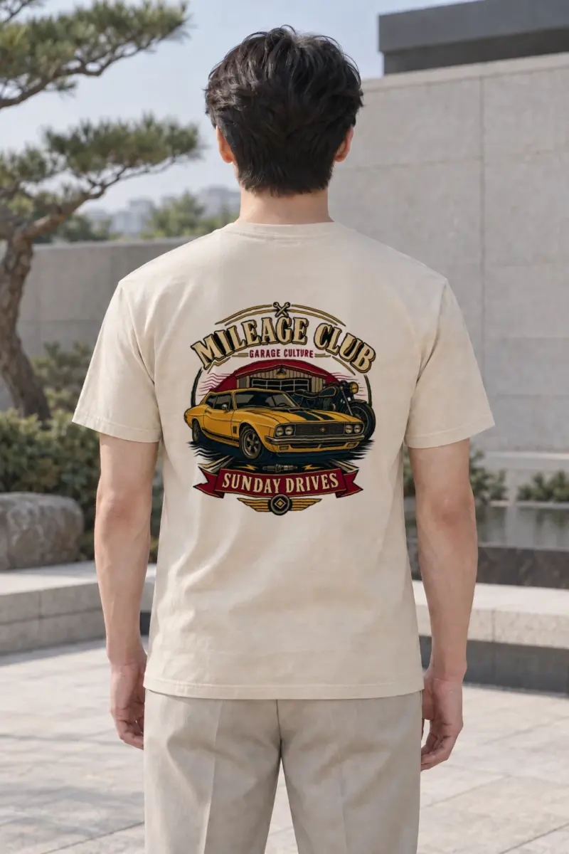 "Mileage Club" Heavyweight Unisex Crewneck T-shirt | Gildan 5000