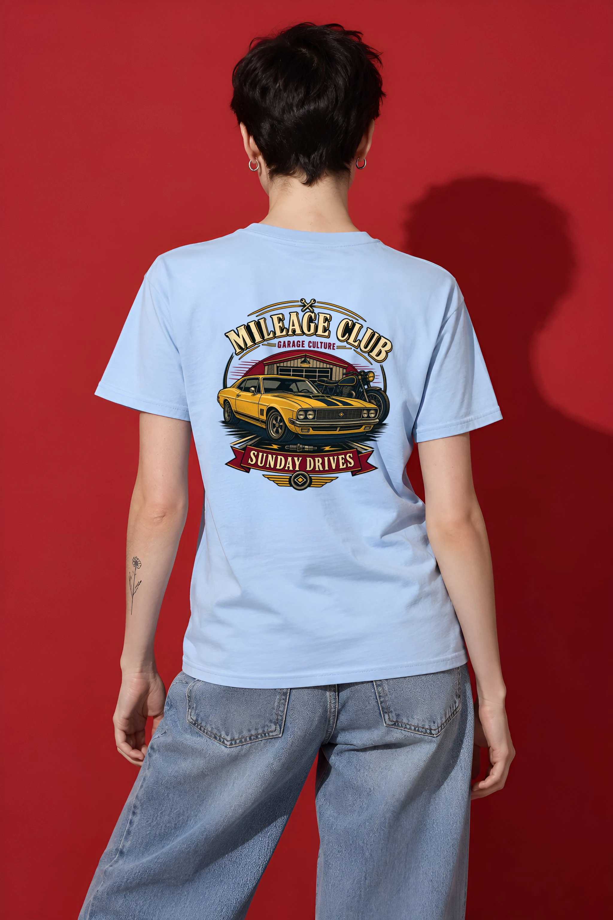 "Mileage Club" Heavyweight Unisex Crewneck T-shirt