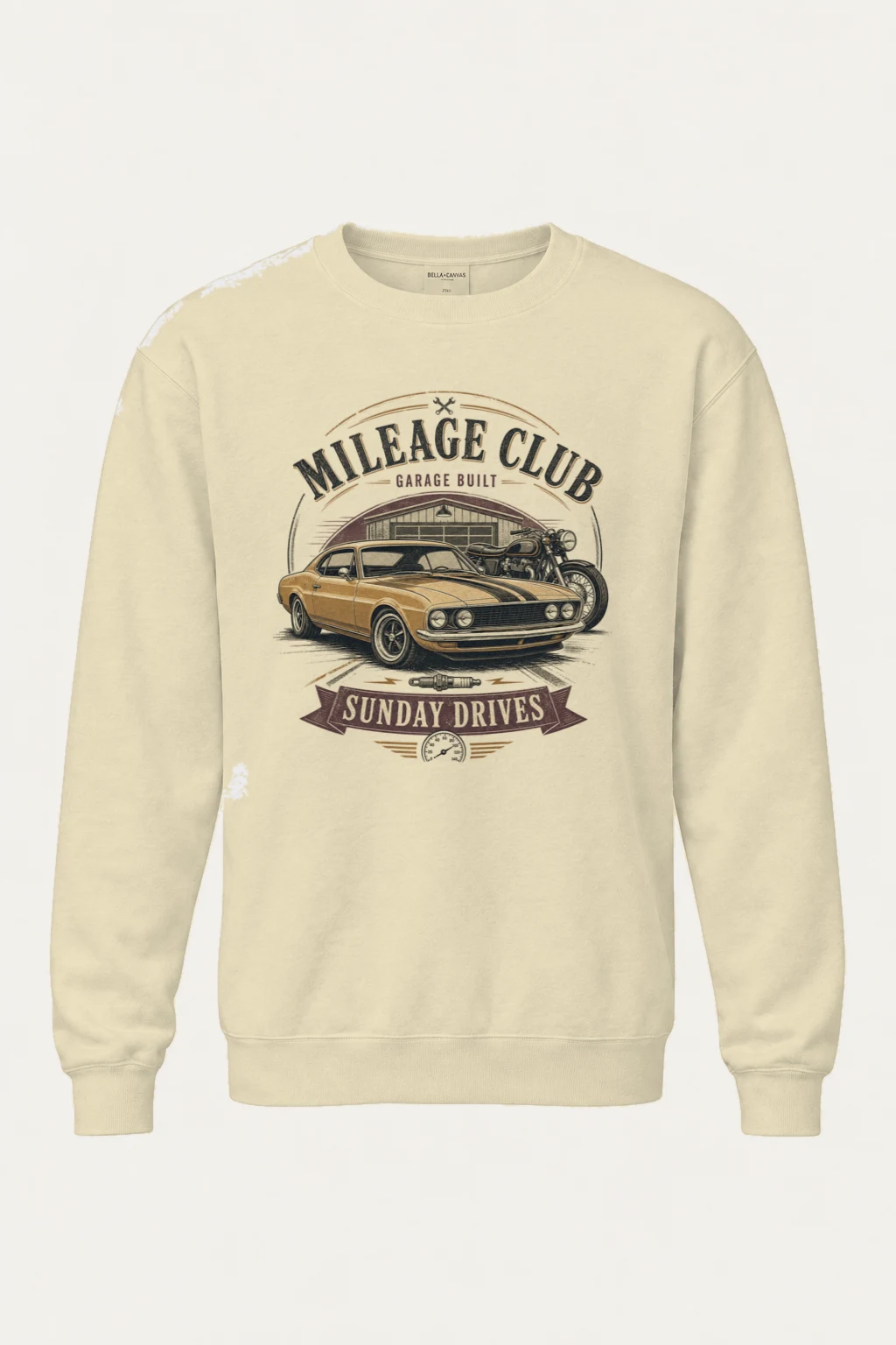 "Mileage Club" Unisex Sponge Fleece Crewneck Sweatshirt | Bella + Canvas 3901