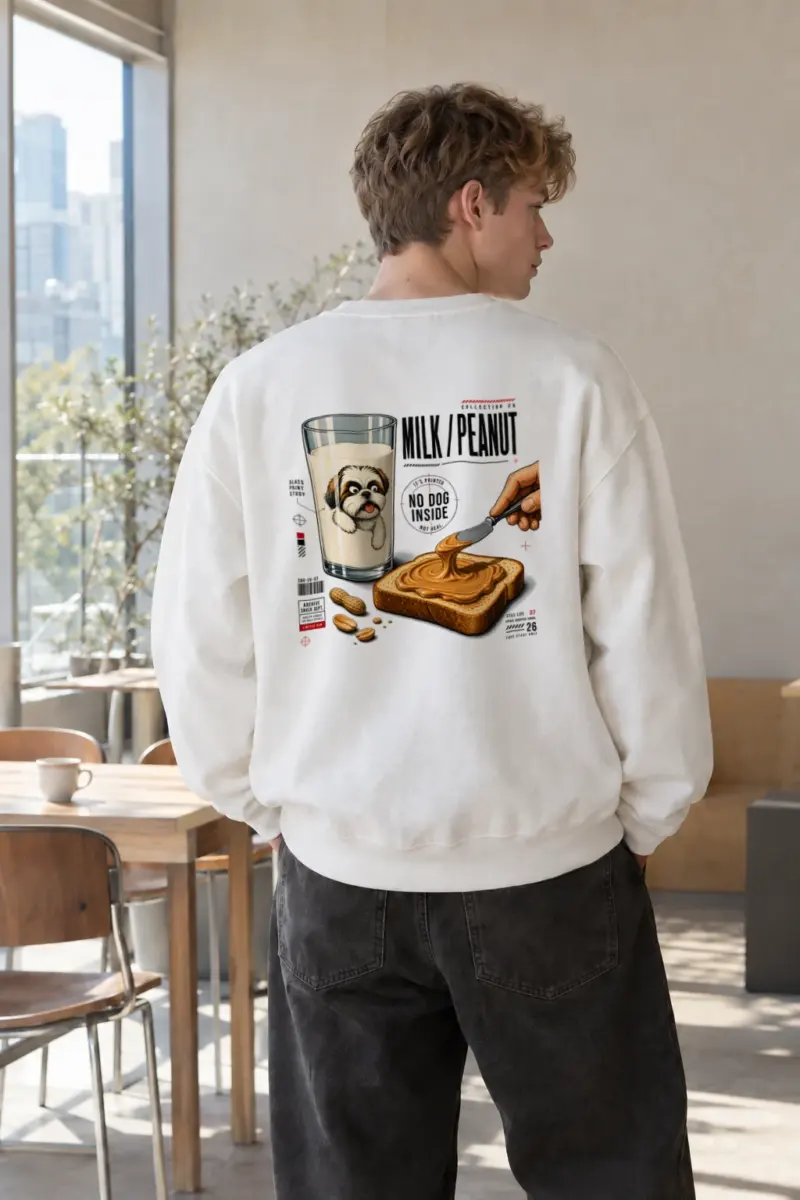 "Milk Peanut Study" Heavy Blend Unisex Crewneck Sweatshirt | Gildan 18000