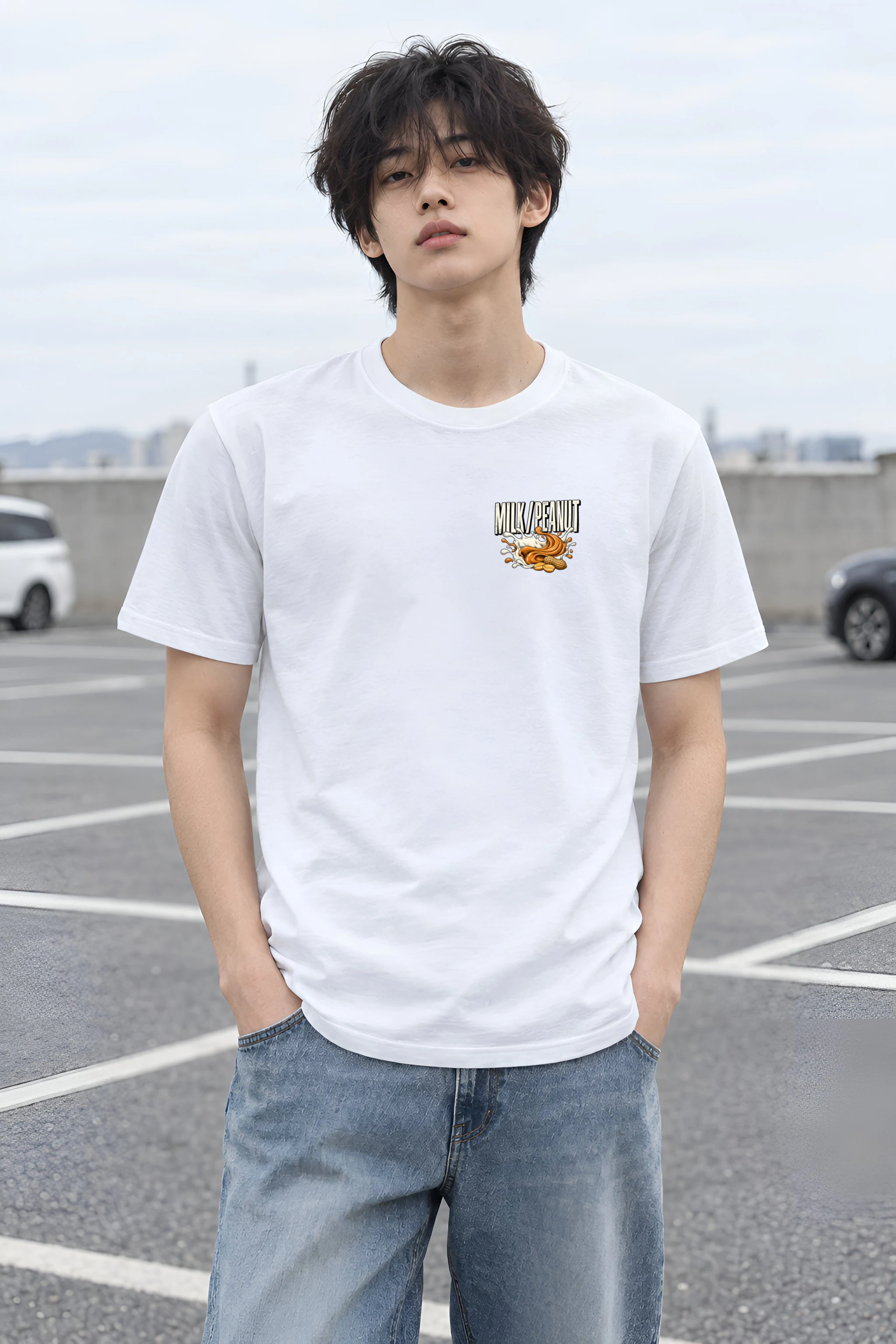 "Milk Peanut Study" Heavyweight Unisex Crewneck T-shirt