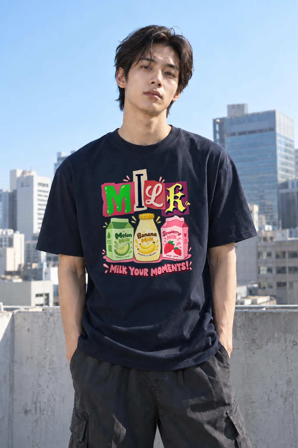 "Milk Your Moments" Heavyweight Unisex Crewneck T-shirt | Gildan 5000