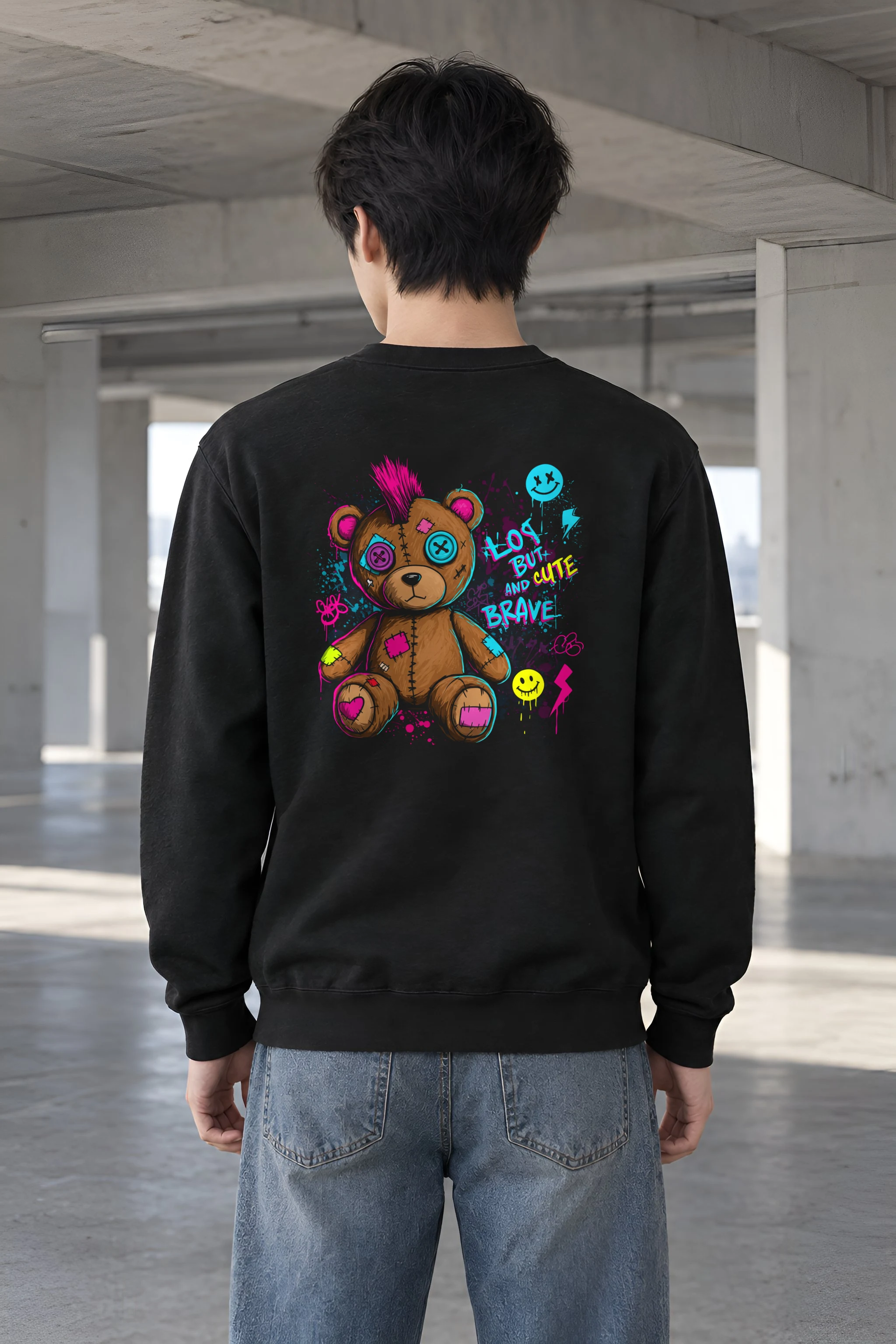 "Mohawk Toy Bear" Heavy Blend Unisex Crewneck Sweatshirt
