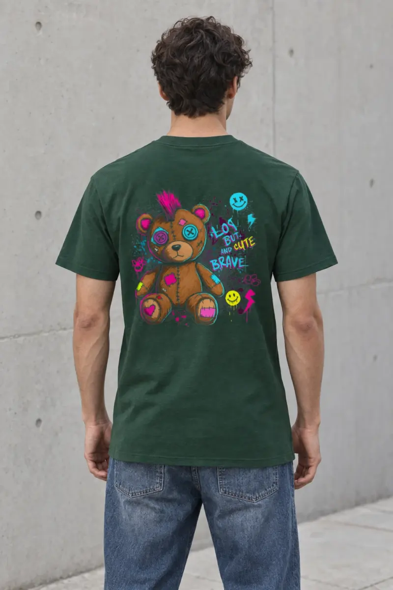 "Mohawk Toy Bear" Heavyweight Unisex Crewneck T-shirt | Gildan 5000