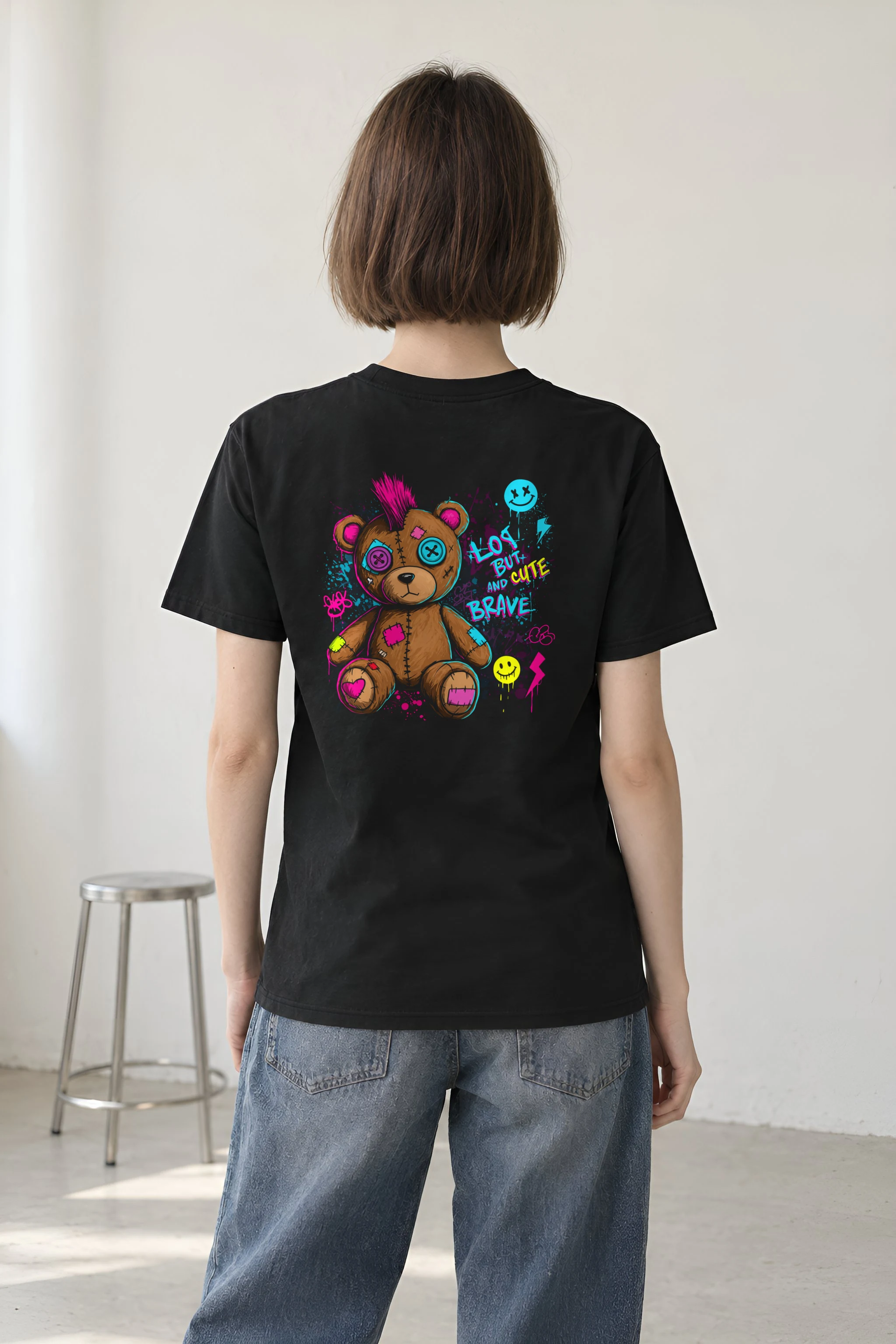 "Mohawk Toy Bear" Heavyweight Unisex Crewneck T-shirt