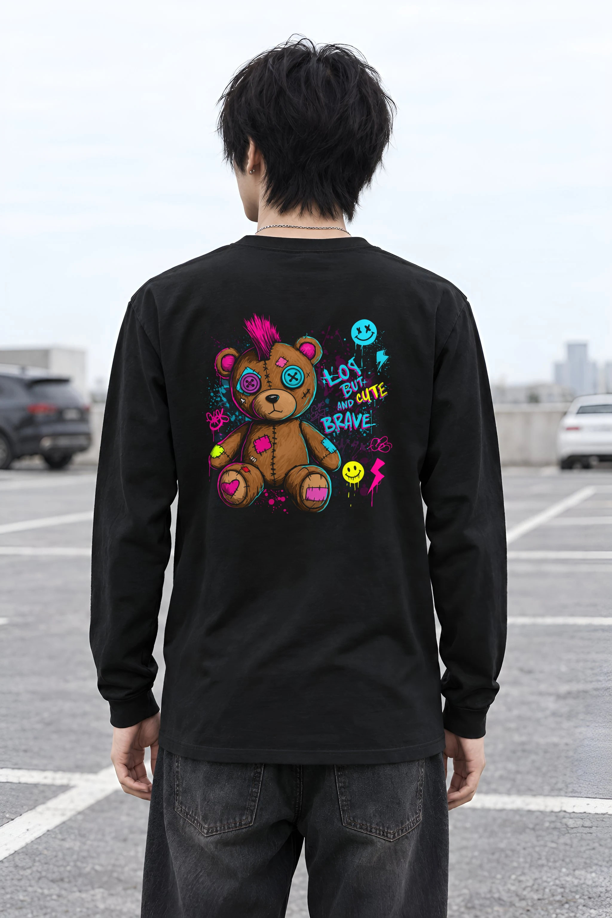 "Mohawk Toy Bear" Unisex Longsleeve T-shirt