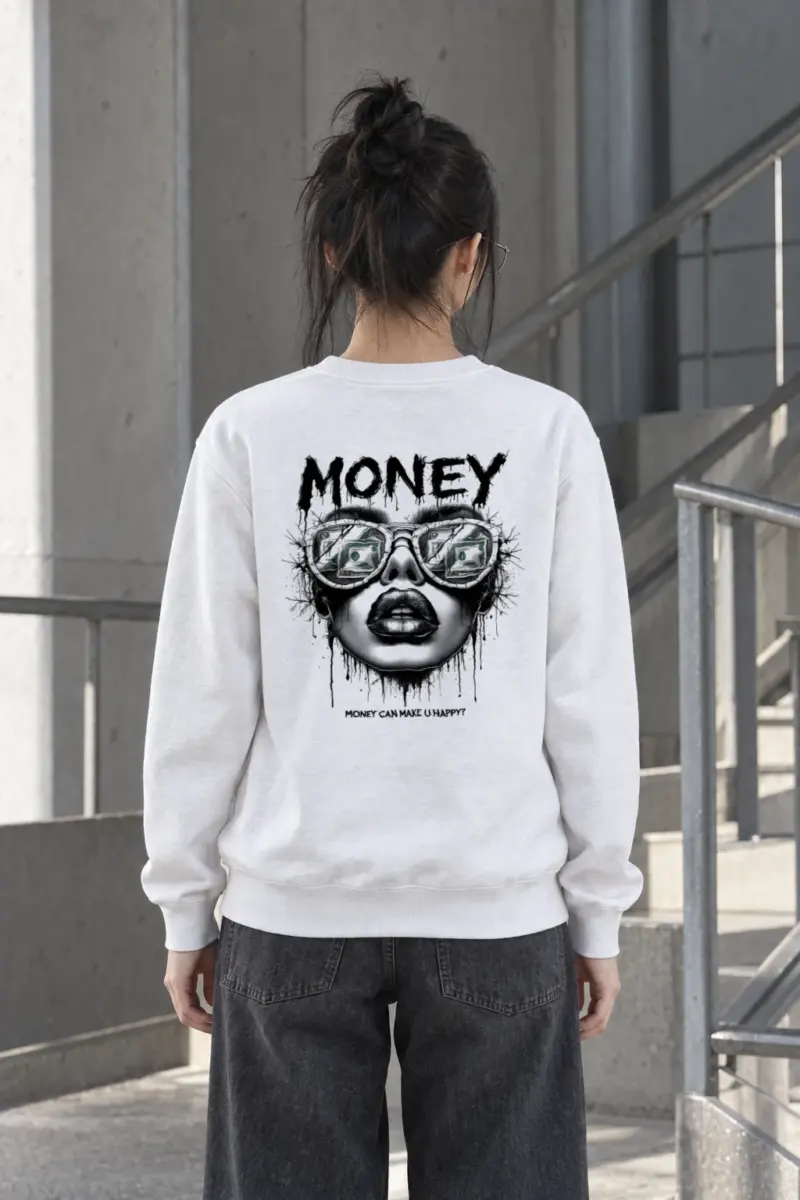 "Money Can Make U Happy?" Heavy Blend Unisex Crewneck Sweatshirt