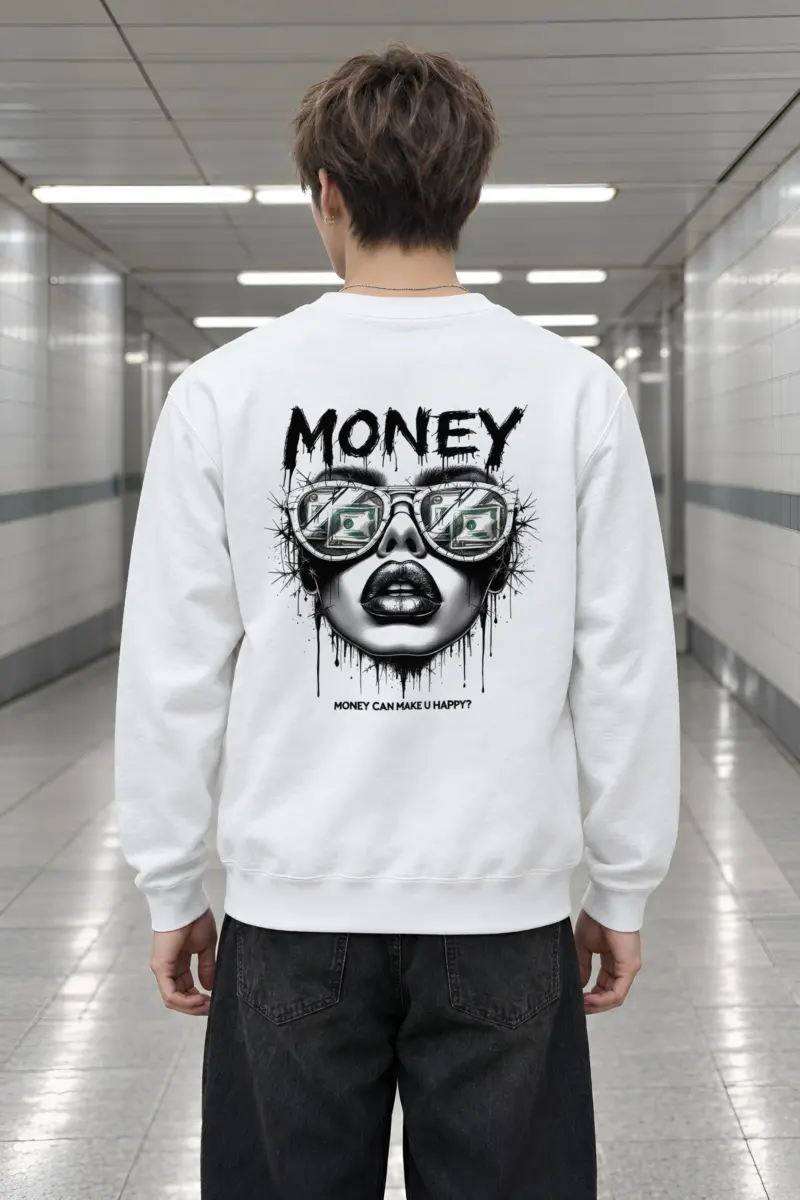 "Money Can Make U Happy?" Heavy Blend Unisex Crewneck Sweatshirt