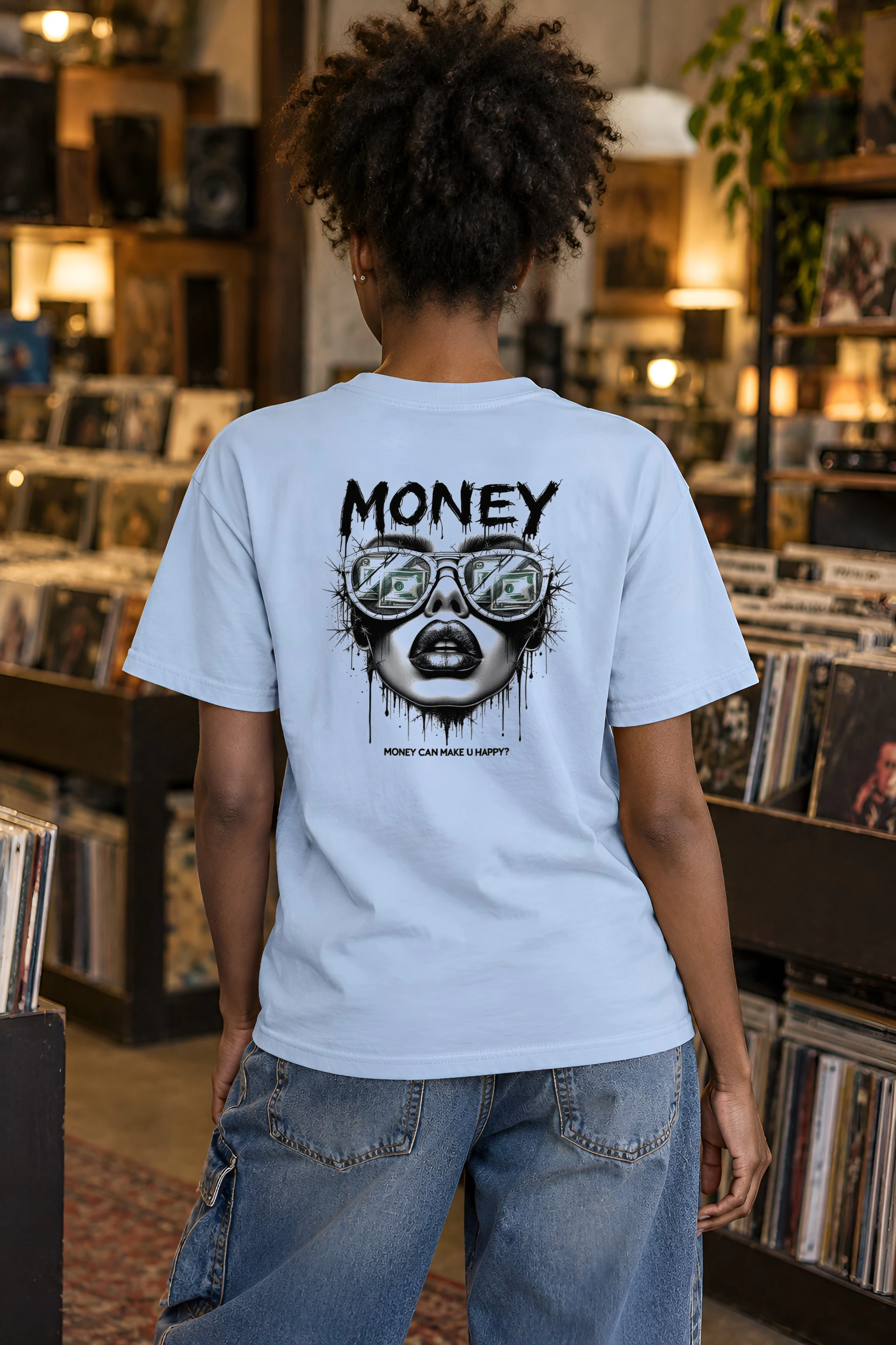 "Money Can Make U Happy?" Heavyweight Unisex Crewneck T-shirt