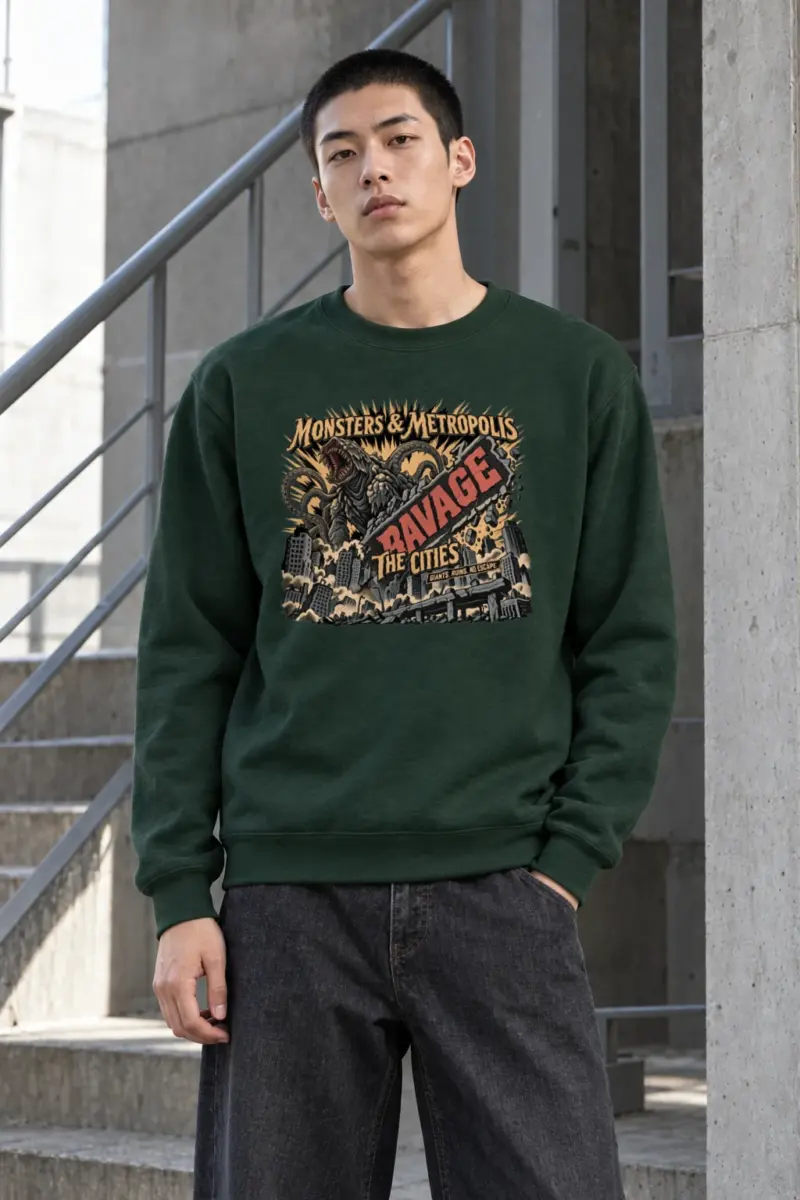 "Monsters & Metropolis" Heavy Blend Unisex Crewneck Sweatshirt