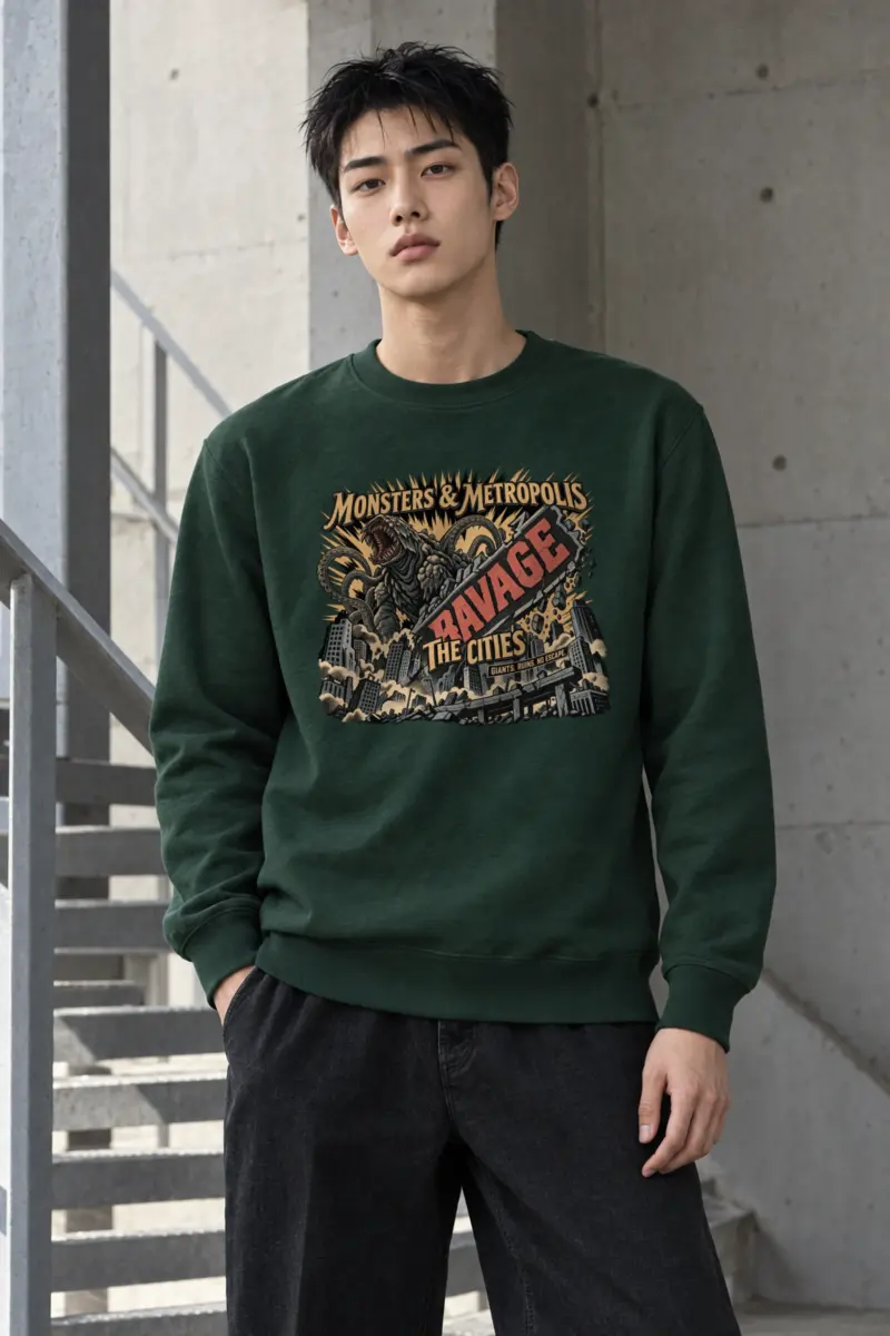 "Monsters & Metropolis" Heavy Blend Unisex Crewneck Sweatshirt