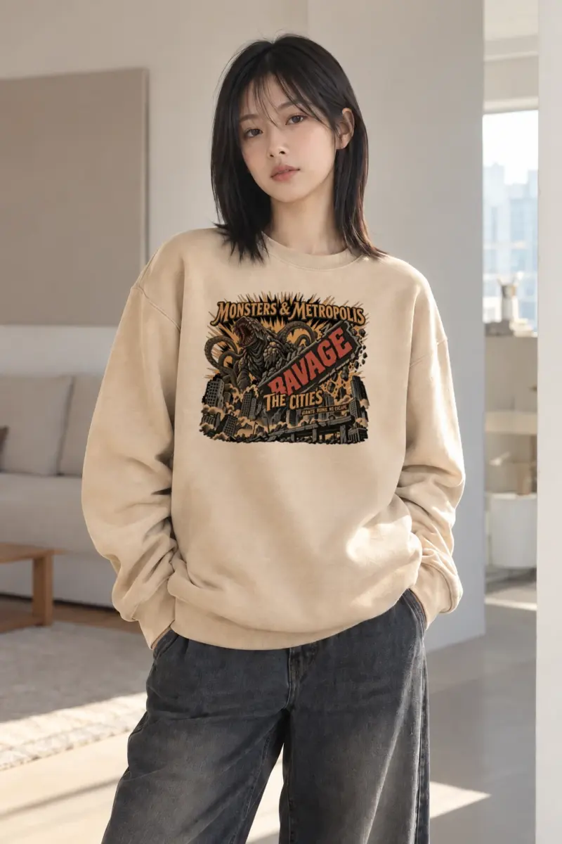 "Monsters & Metropolis" Heavy Blend Unisex Crewneck Sweatshirt | Gildan 18000