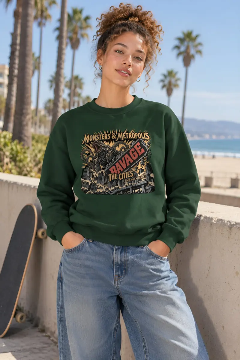 "Monsters & Metropolis" Heavy Blend Unisex Crewneck Sweatshirt