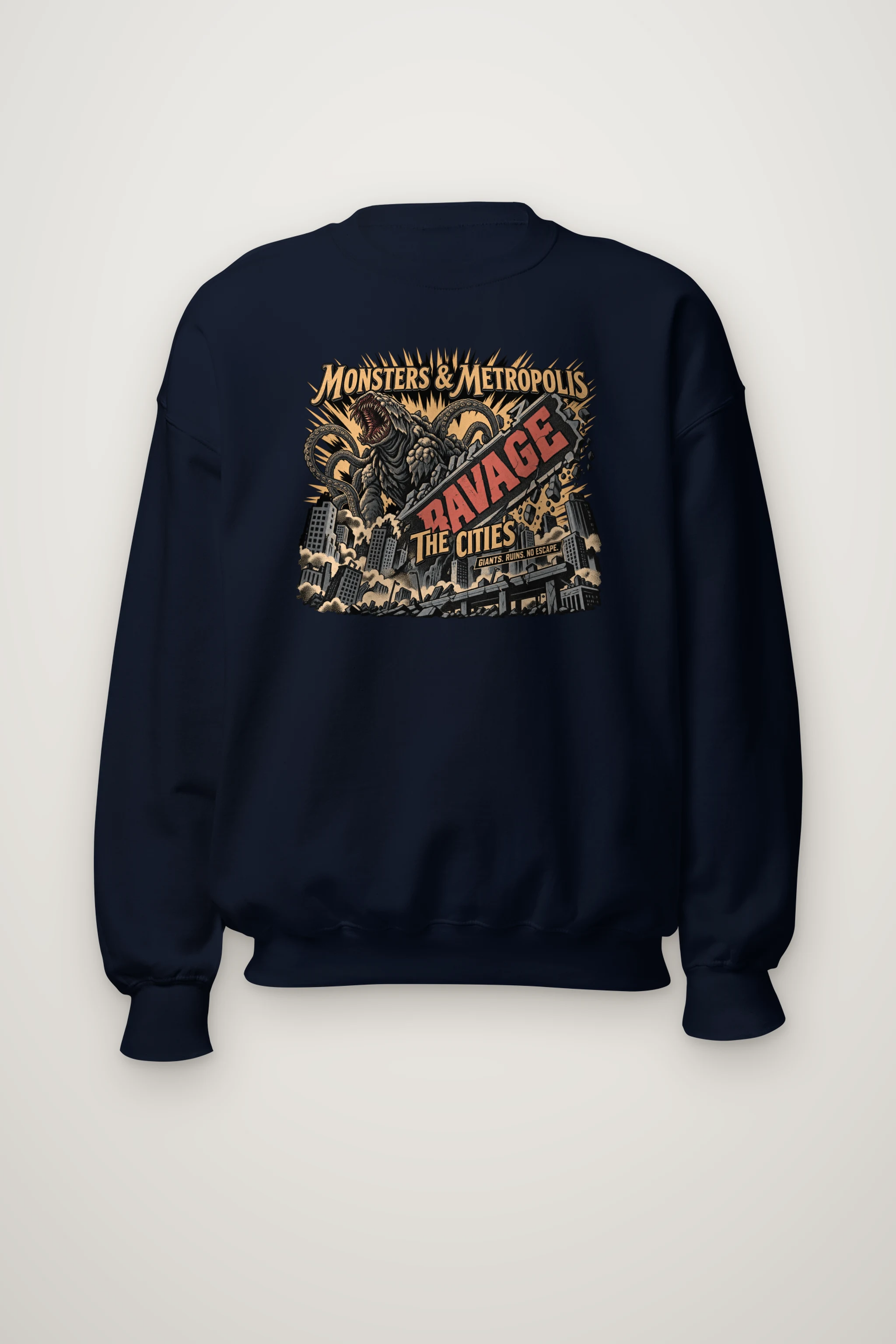 "Monsters & Metropolis" Heavy Blend Unisex Crewneck Sweatshirt