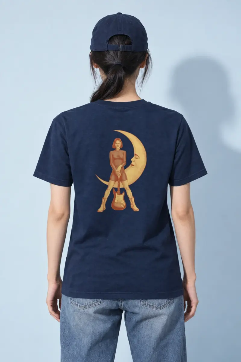 "Moon Guitar Muse" Heavyweight Unisex Crewneck T-shirt