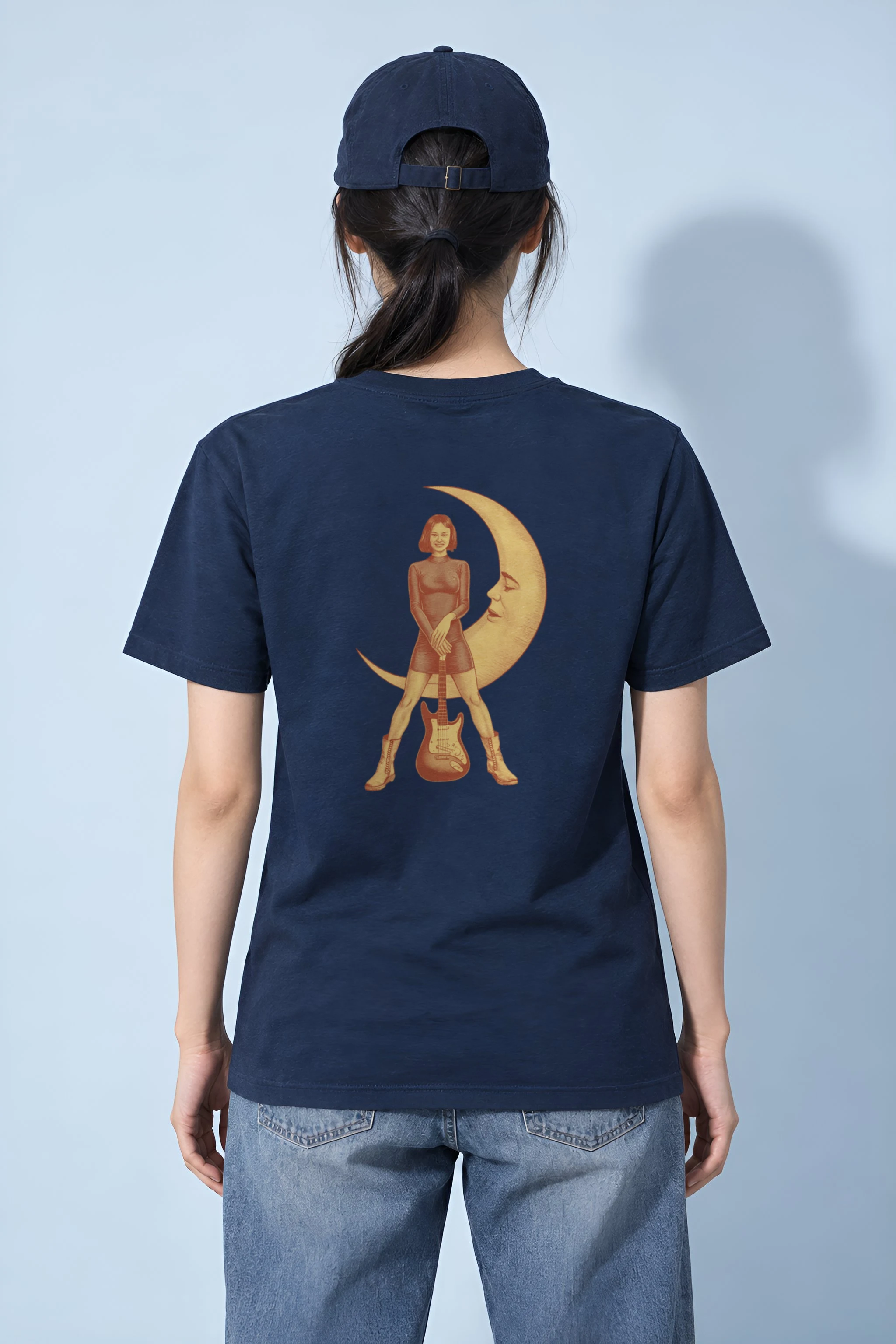"Moon Guitar Muse" Heavyweight Unisex Crewneck T-shirt