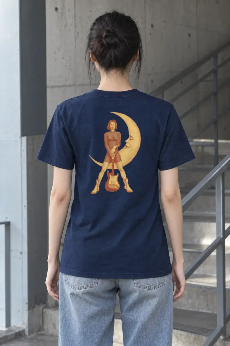 "Moon Guitar Muse" Heavyweight Unisex Crewneck T-shirt