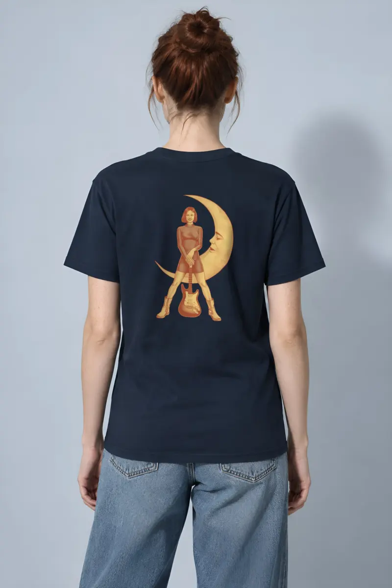 "Moon Guitar Muse" Heavyweight Unisex Crewneck T-shirt
