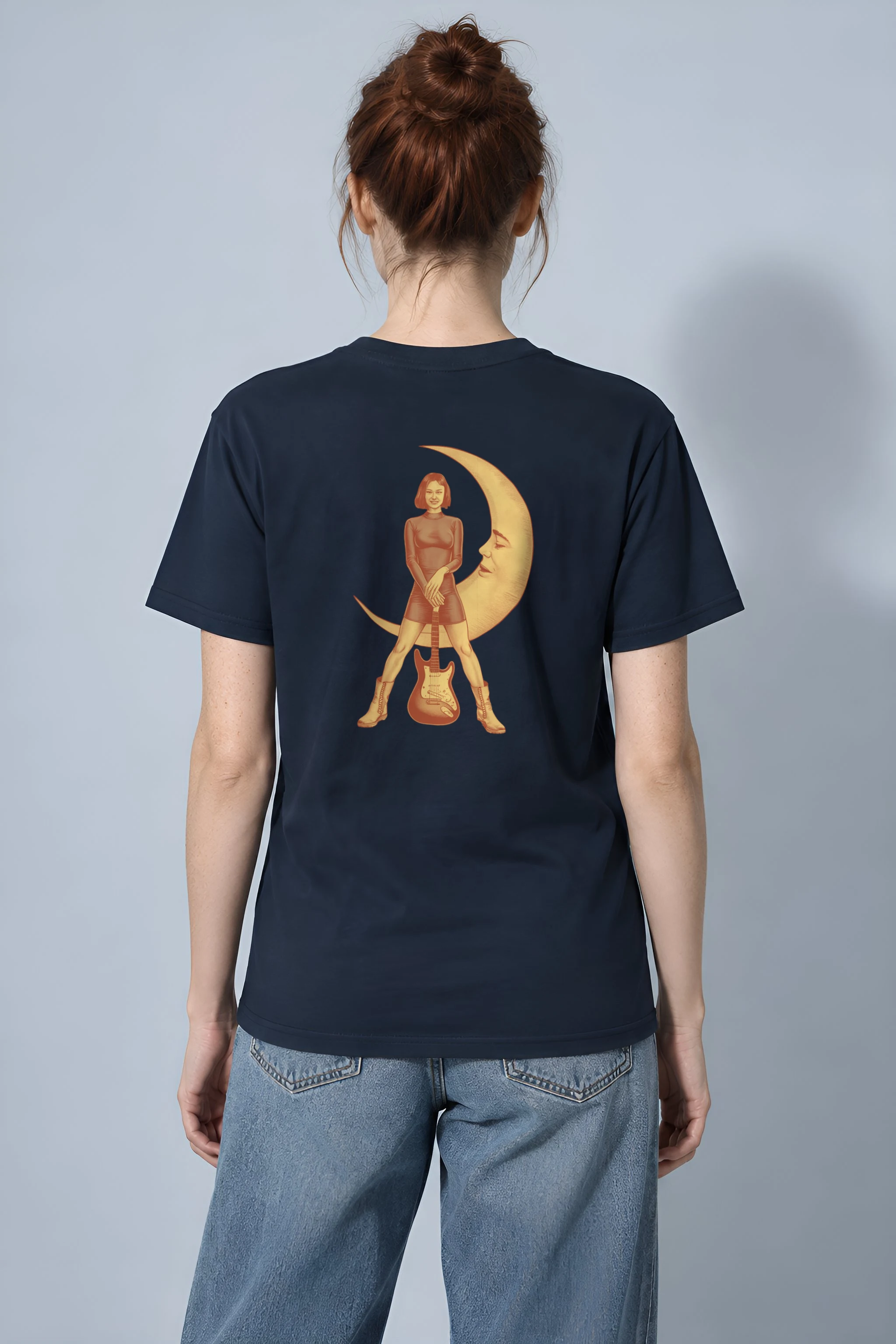"Moon Guitar Muse" Heavyweight Unisex Crewneck T-shirt