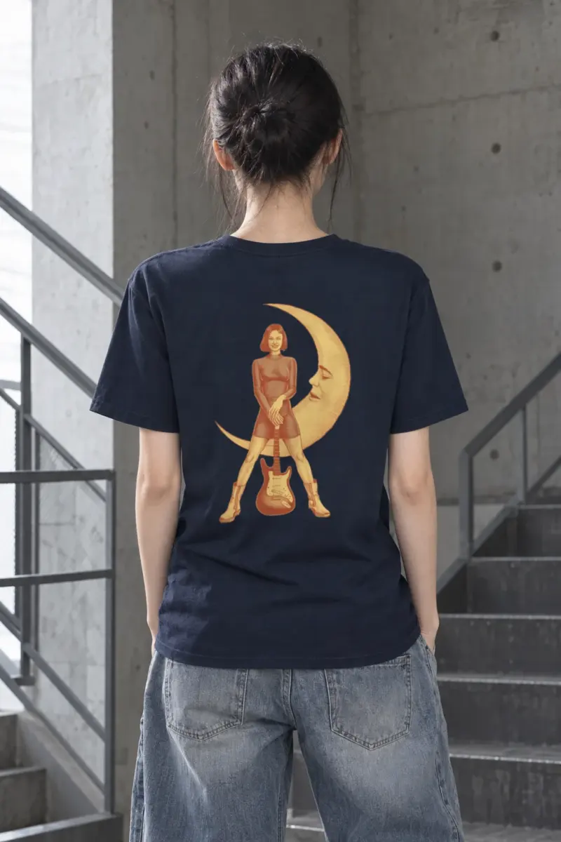 "Moon Guitar Muse" Heavyweight Unisex Crewneck T-shirt