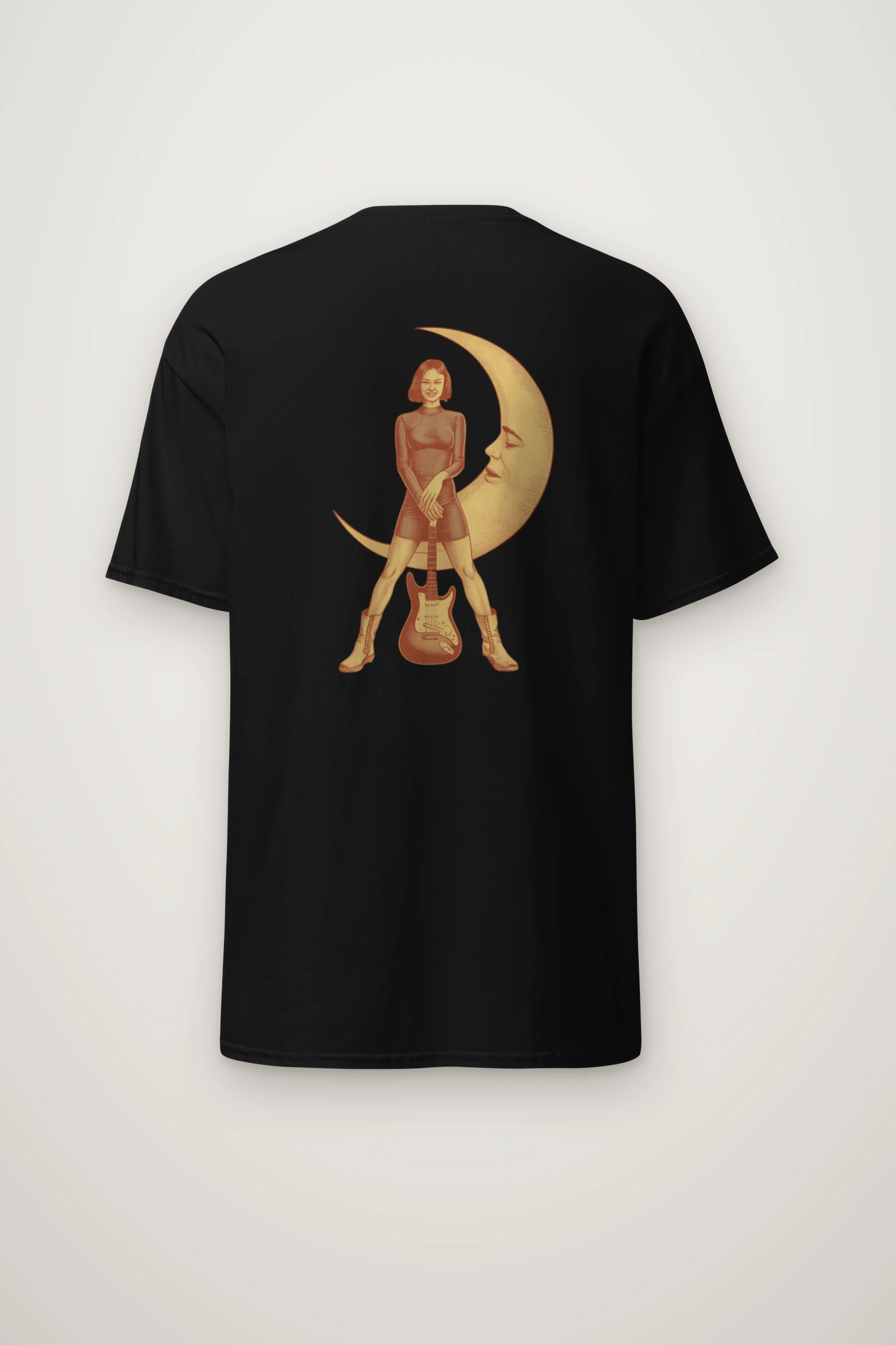 "Moon Guitar Muse" Heavyweight Unisex Crewneck T-shirt