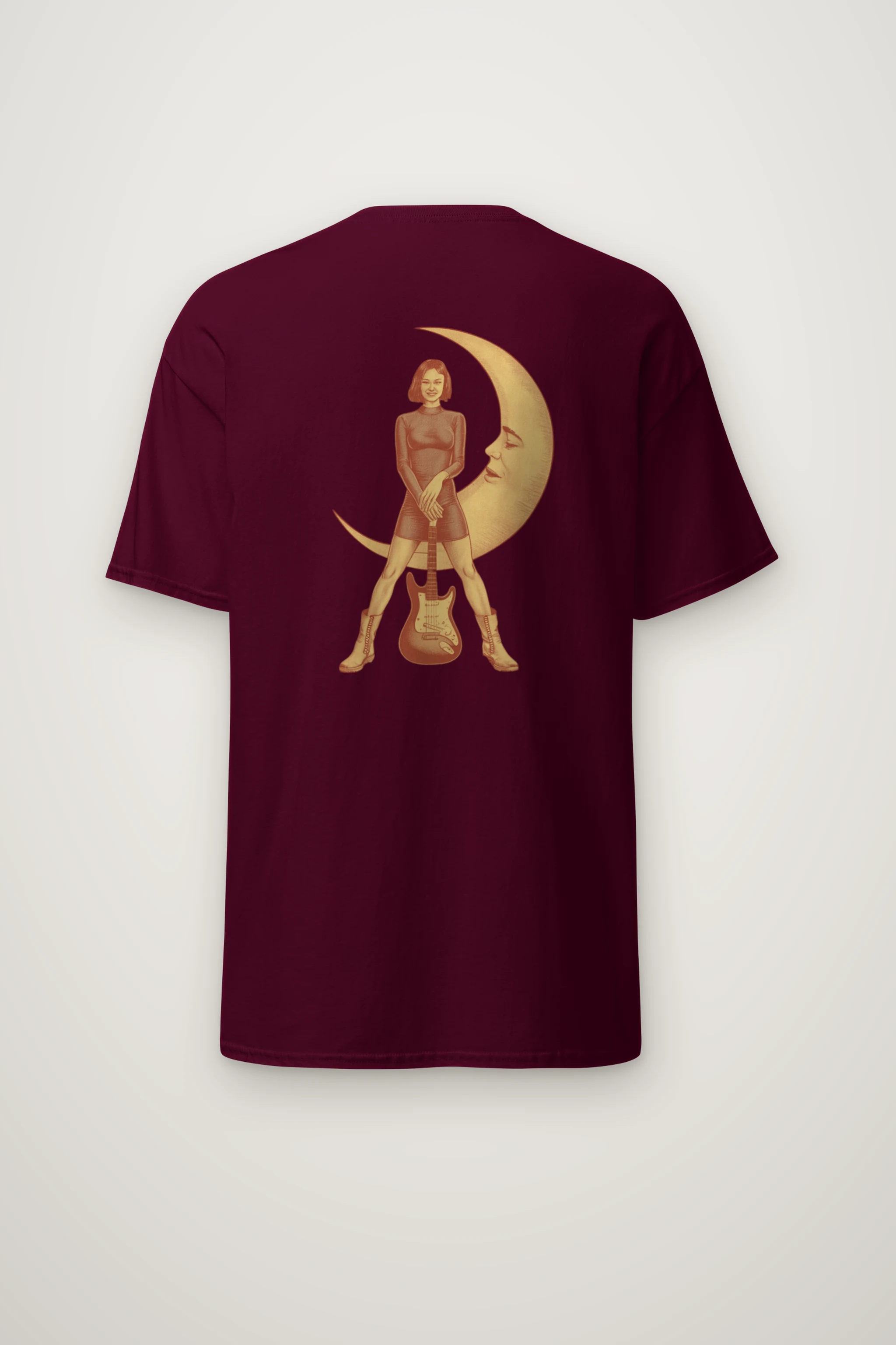 "Moon Guitar Muse" Heavyweight Unisex Crewneck T-shirt