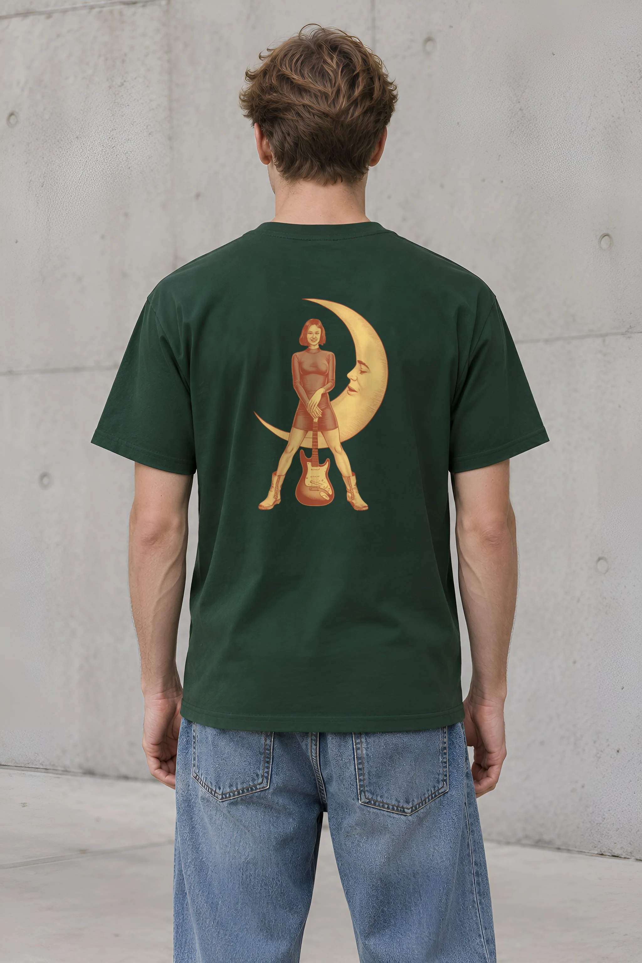 "Moon Guitar Muse" Heavyweight Unisex Crewneck T-shirt