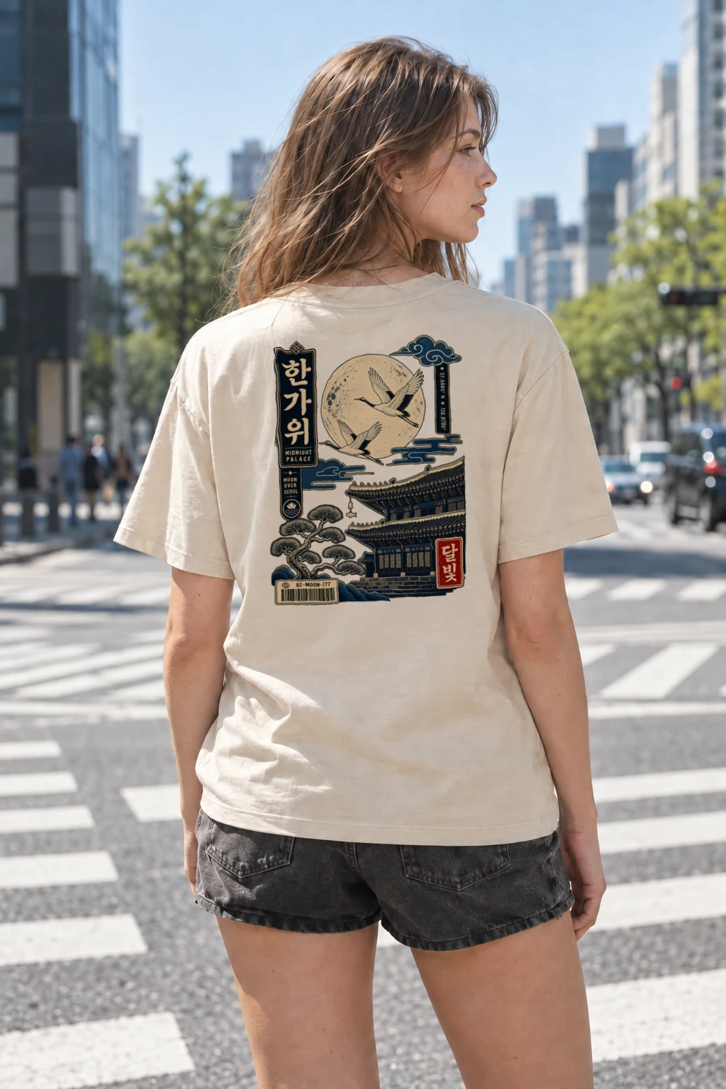 "Moon Over Seoul" Heavyweight Unisex Crewneck T-shirt | Gildan 5000