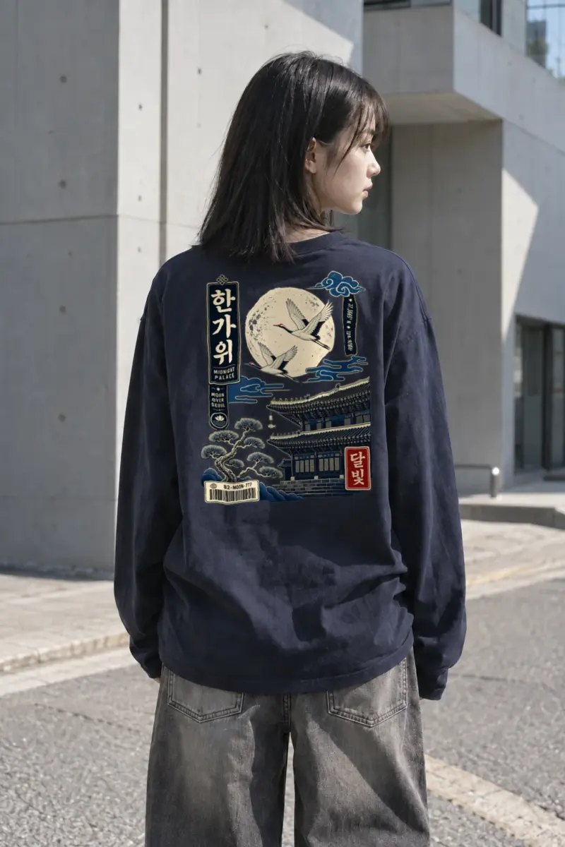 "Moon Over Seoul" Unisex Longsleeve T-shirt | Gildan 2400