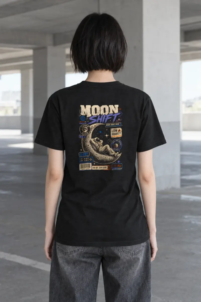 "Moon Shift" Heavyweight Unisex Crewneck T-shirt