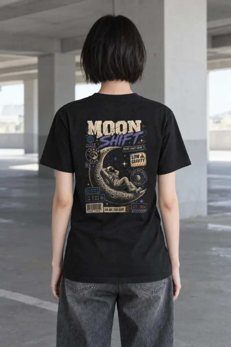 "Moon Shift" Heavyweight Unisex Crewneck T-shirt