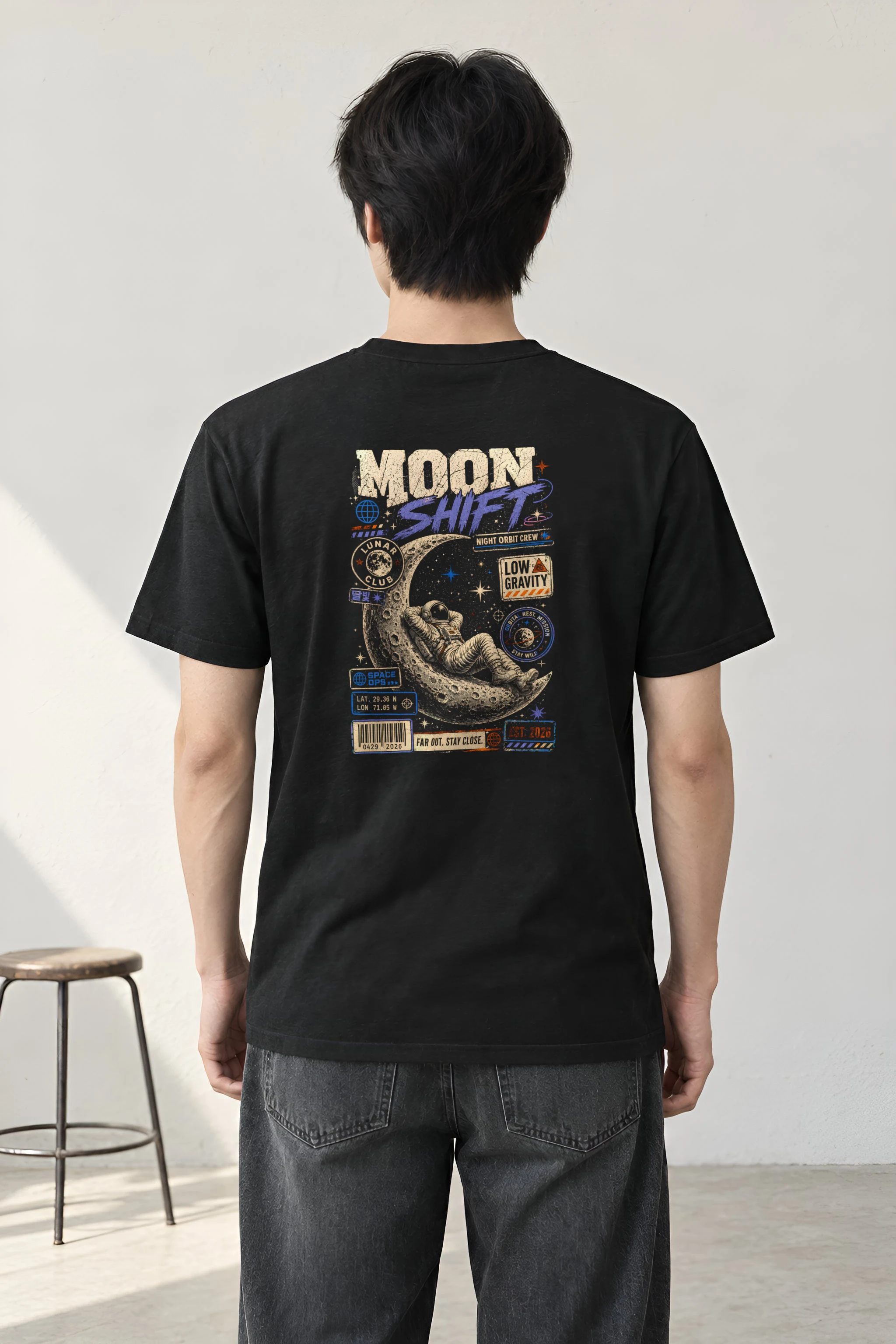 "Moon Shift" Heavyweight Unisex Crewneck T-shirt