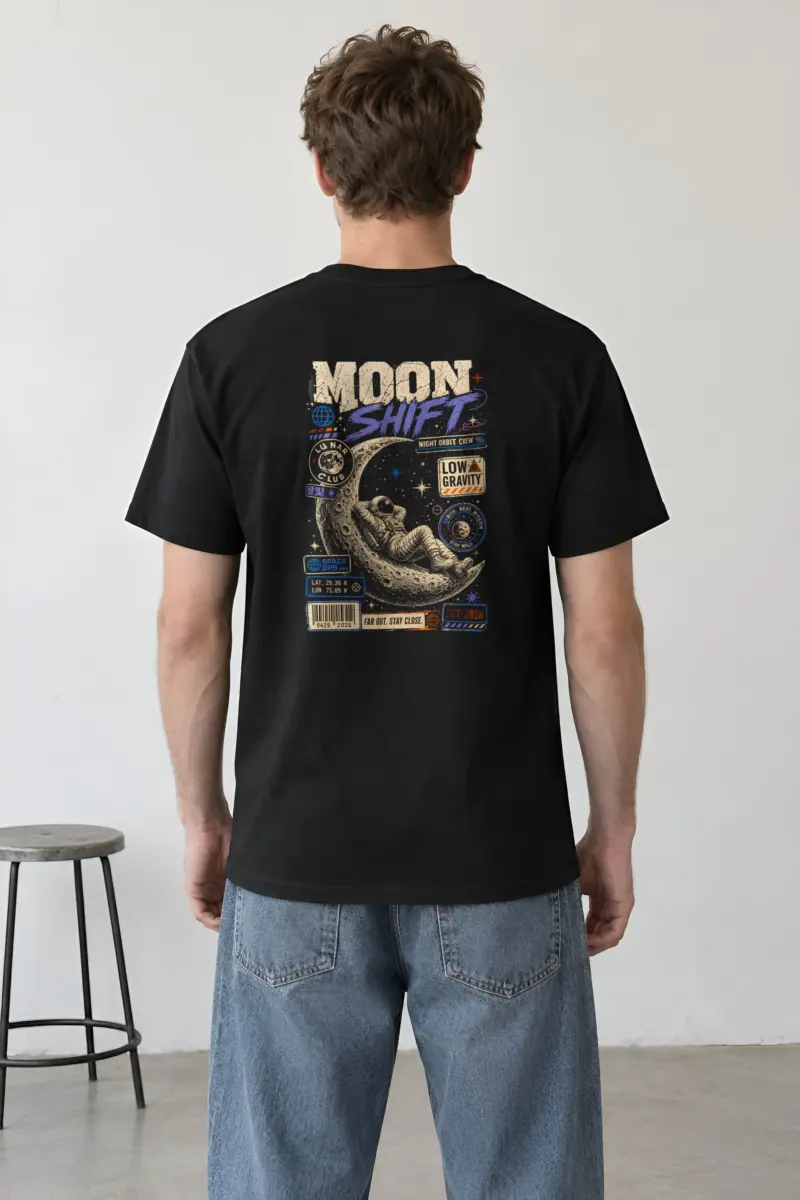 "Moon Shift" Heavyweight Unisex Crewneck T-shirt