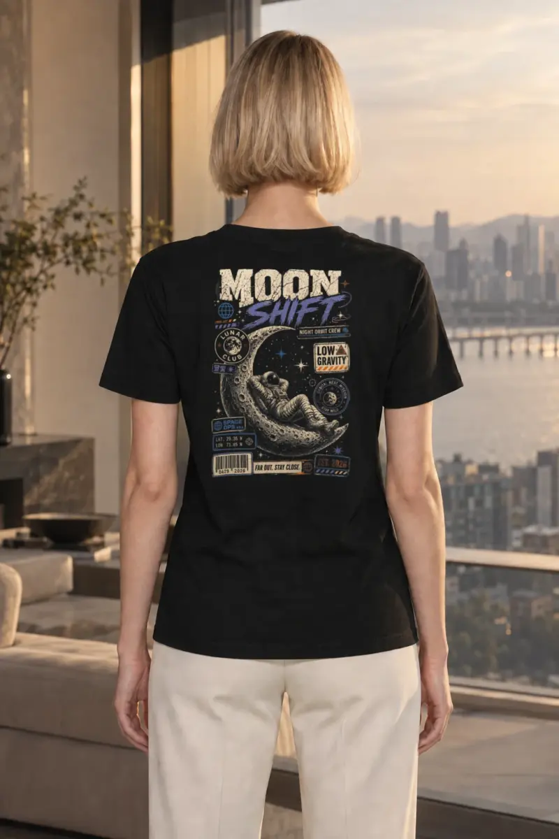 "Moon Shift" Heavyweight Unisex Crewneck T-shirt | Gildan 5000