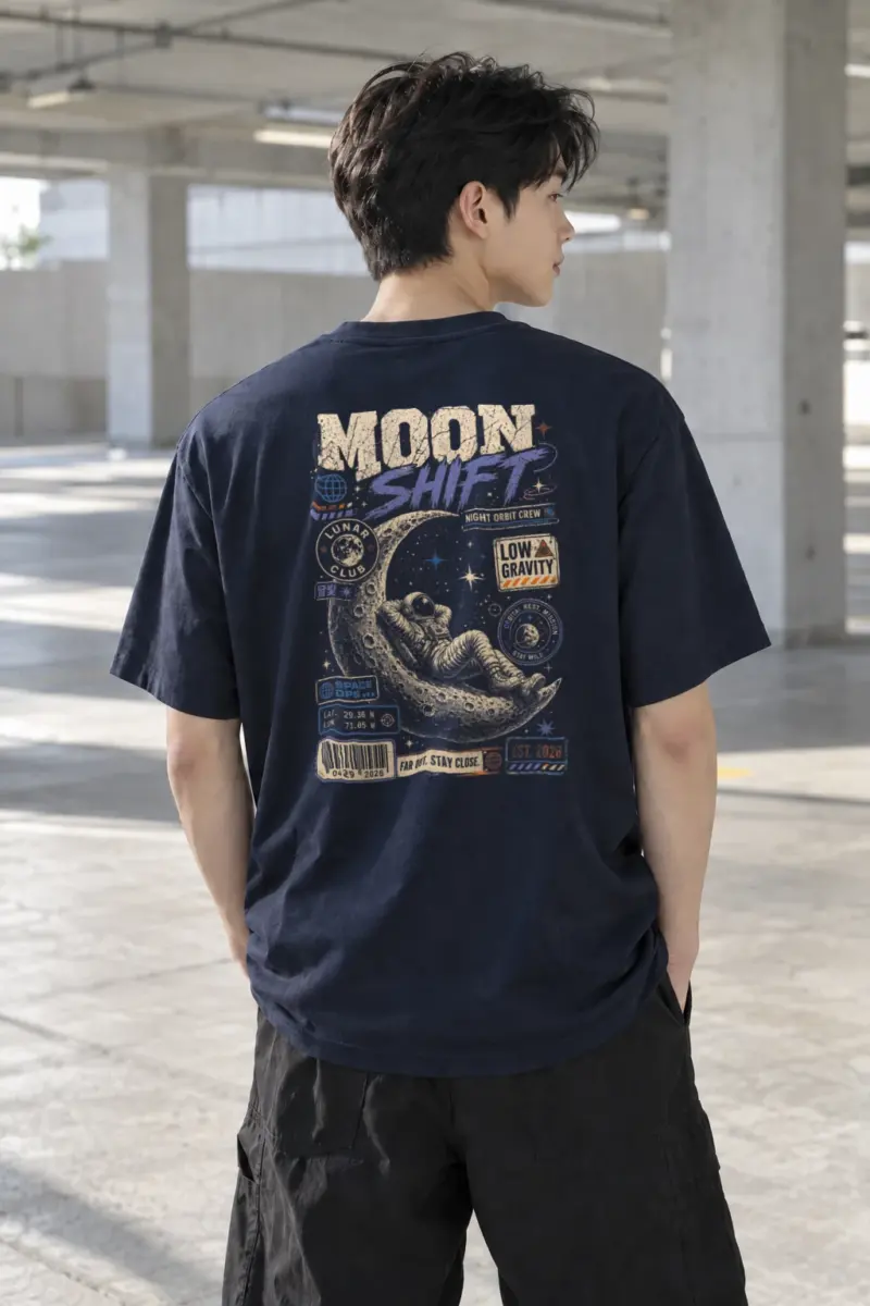 "Moon Shift" Heavyweight Unisex Crewneck T-shirt | Gildan 5000