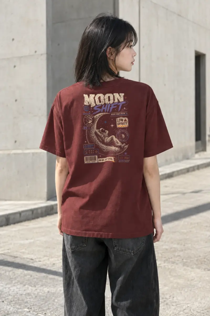 "Moon Shift" Heavyweight Unisex Crewneck T-shirt | Gildan 5000