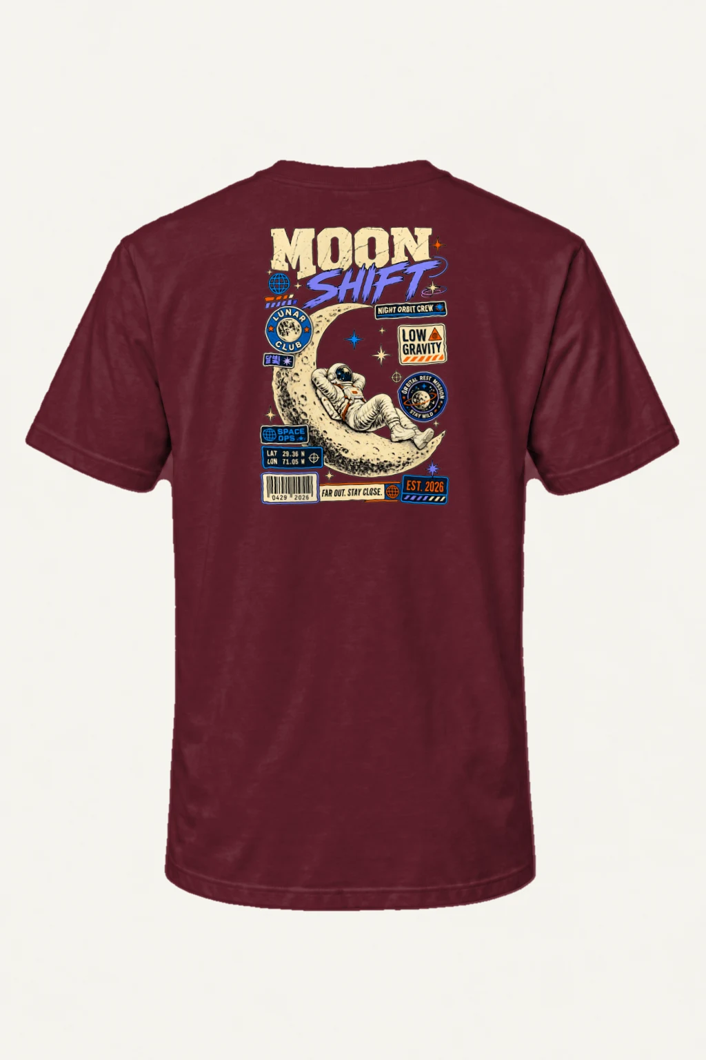 "Moon Shift" Heavyweight Unisex Crewneck T-shirt | Gildan 5000