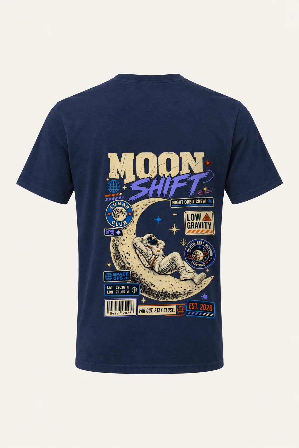 "Moon Shift" Heavyweight Unisex Crewneck T-shirt | Gildan 5000