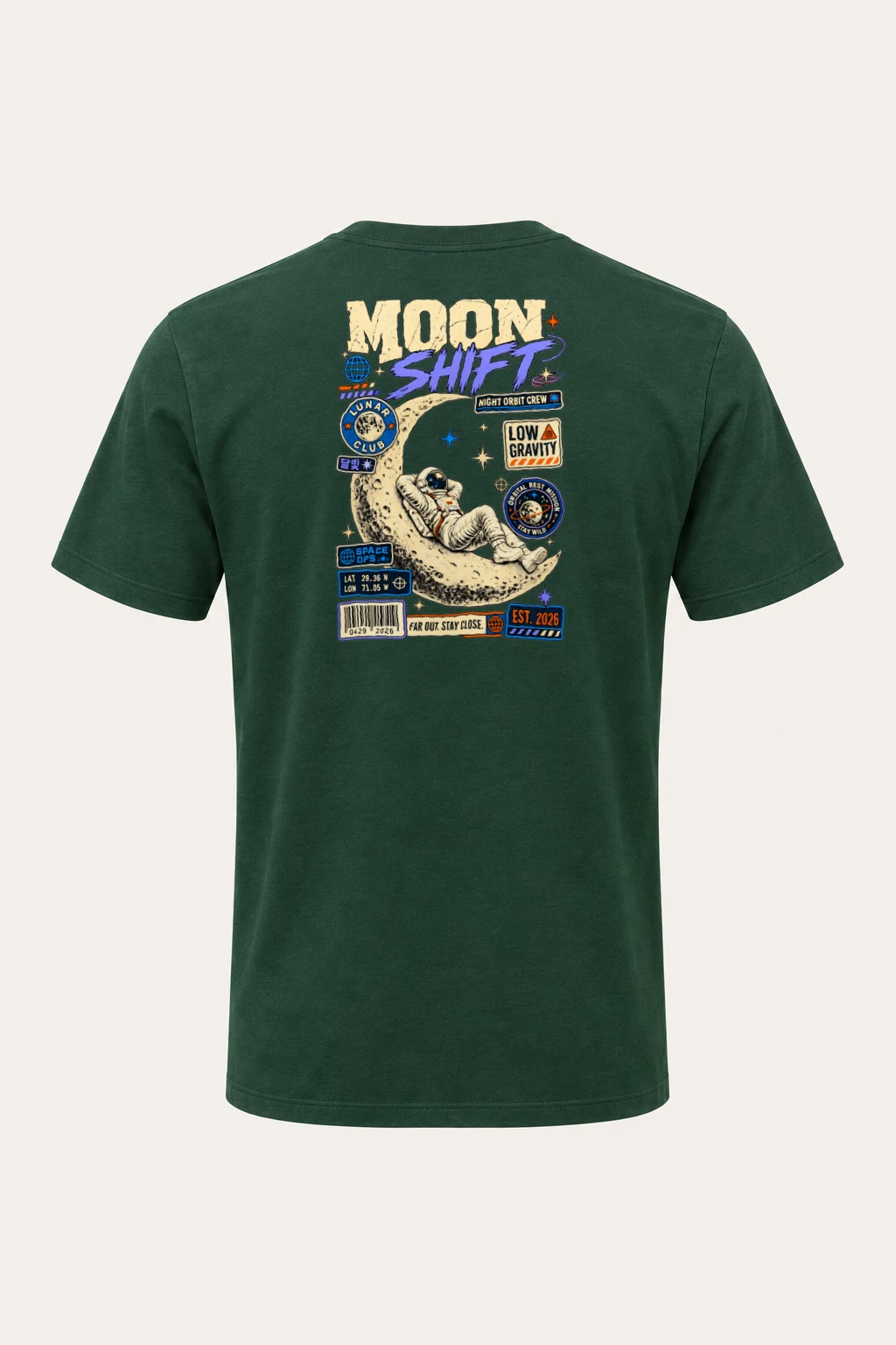 "Moon Shift" Heavyweight Unisex Crewneck T-shirt | Gildan 5000