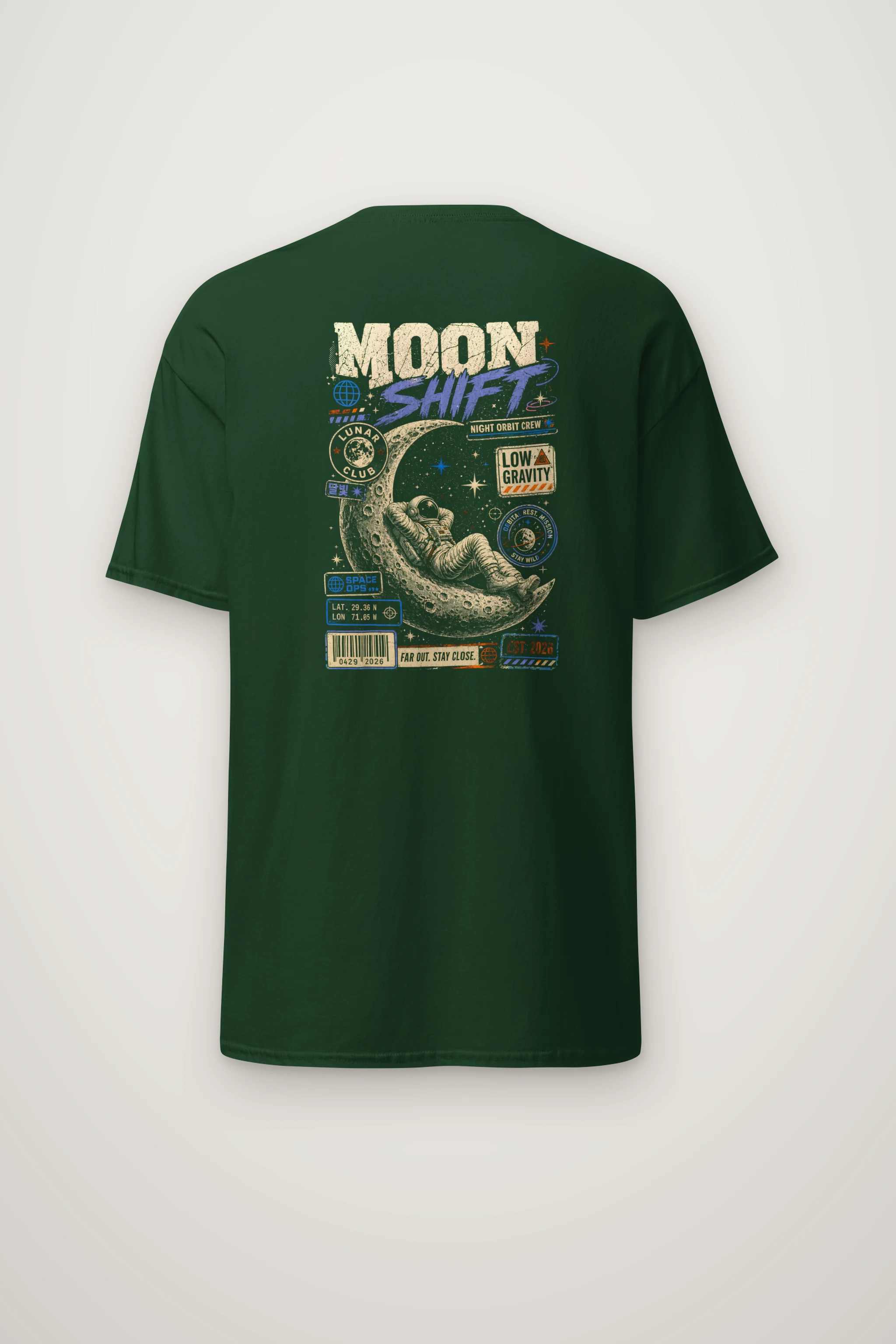 "Moon Shift" Heavyweight Unisex Crewneck T-shirt