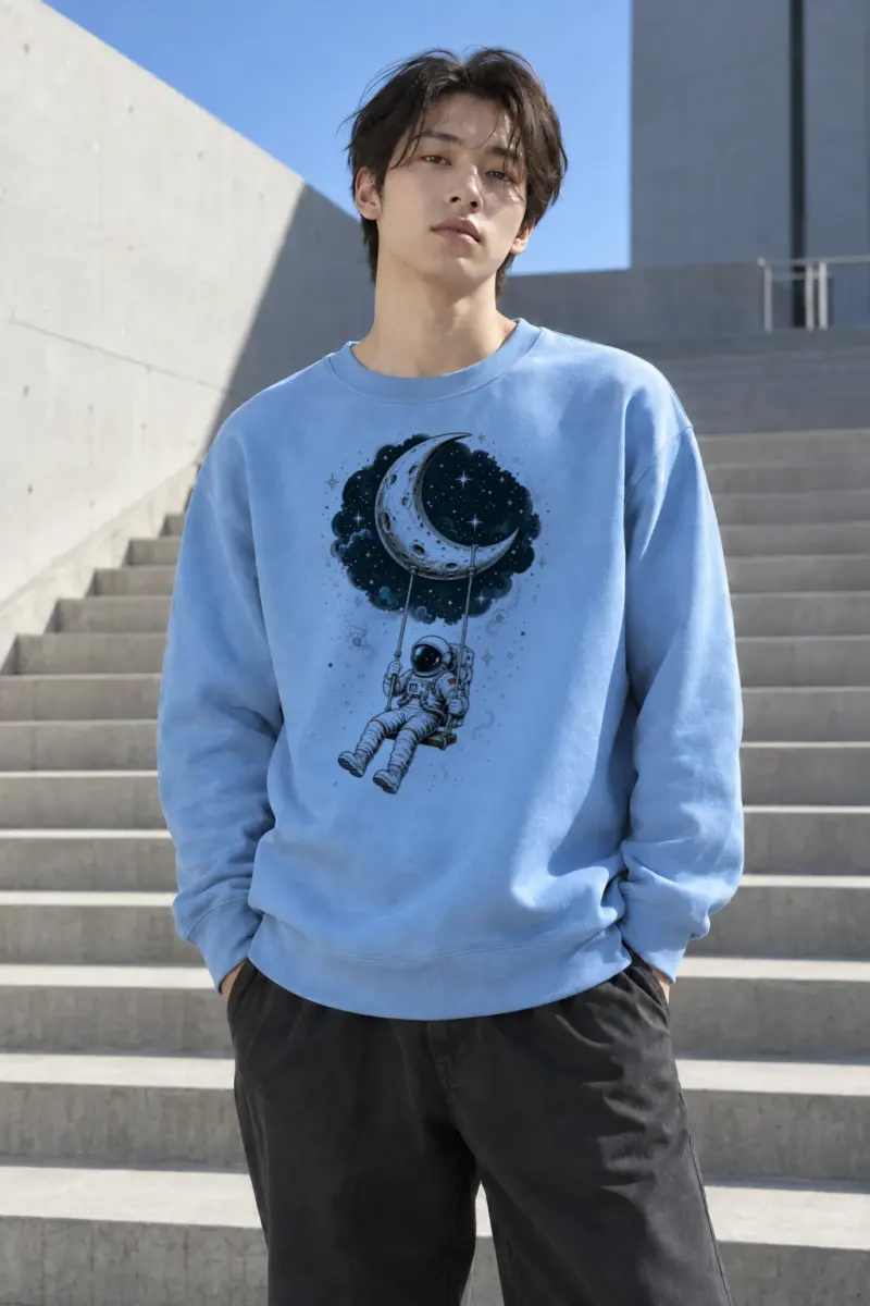 "Moon Swing Astronaut" Heavy Blend Unisex Crewneck Sweatshirt | Gildan 18000