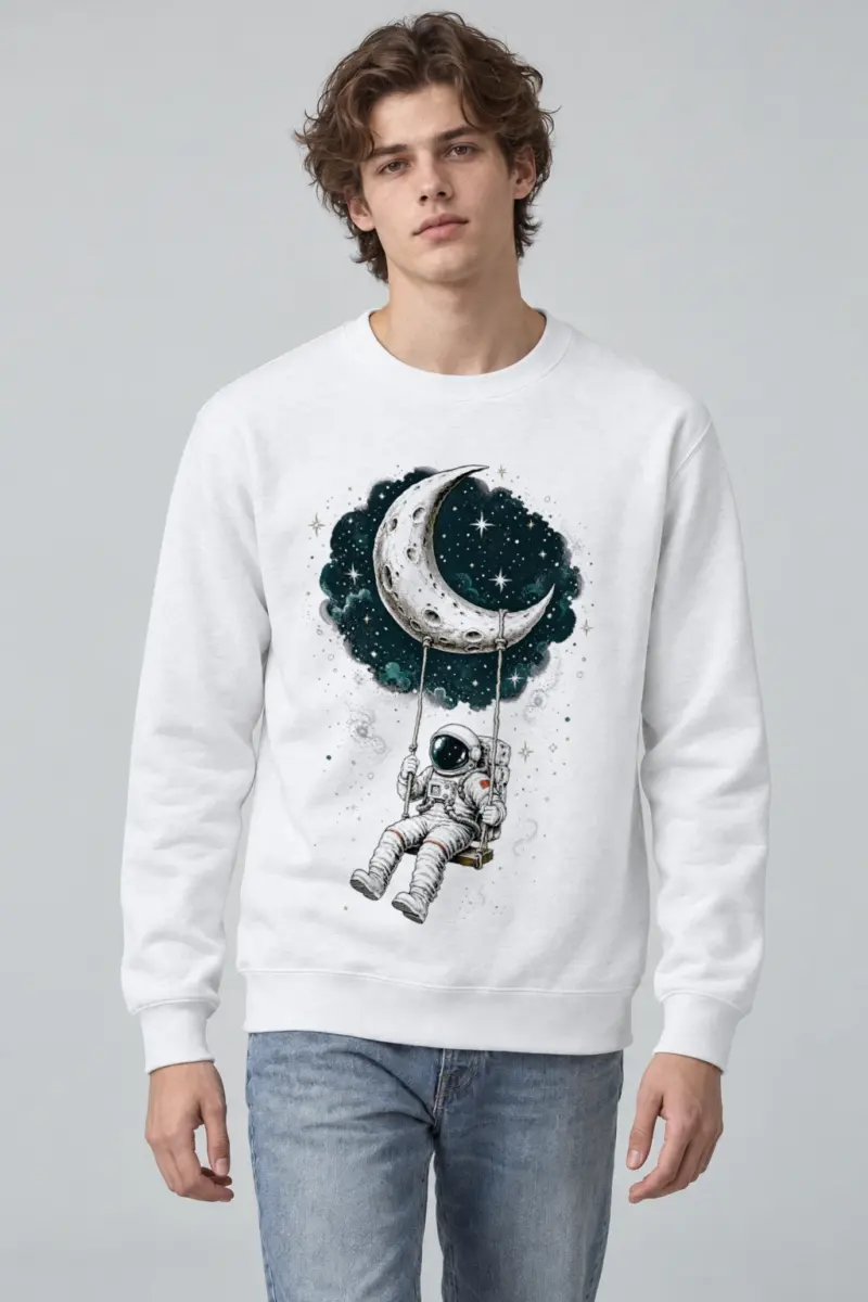 "Moon Swing Astronaut" Heavy Blend Unisex Crewneck Sweatshirt
